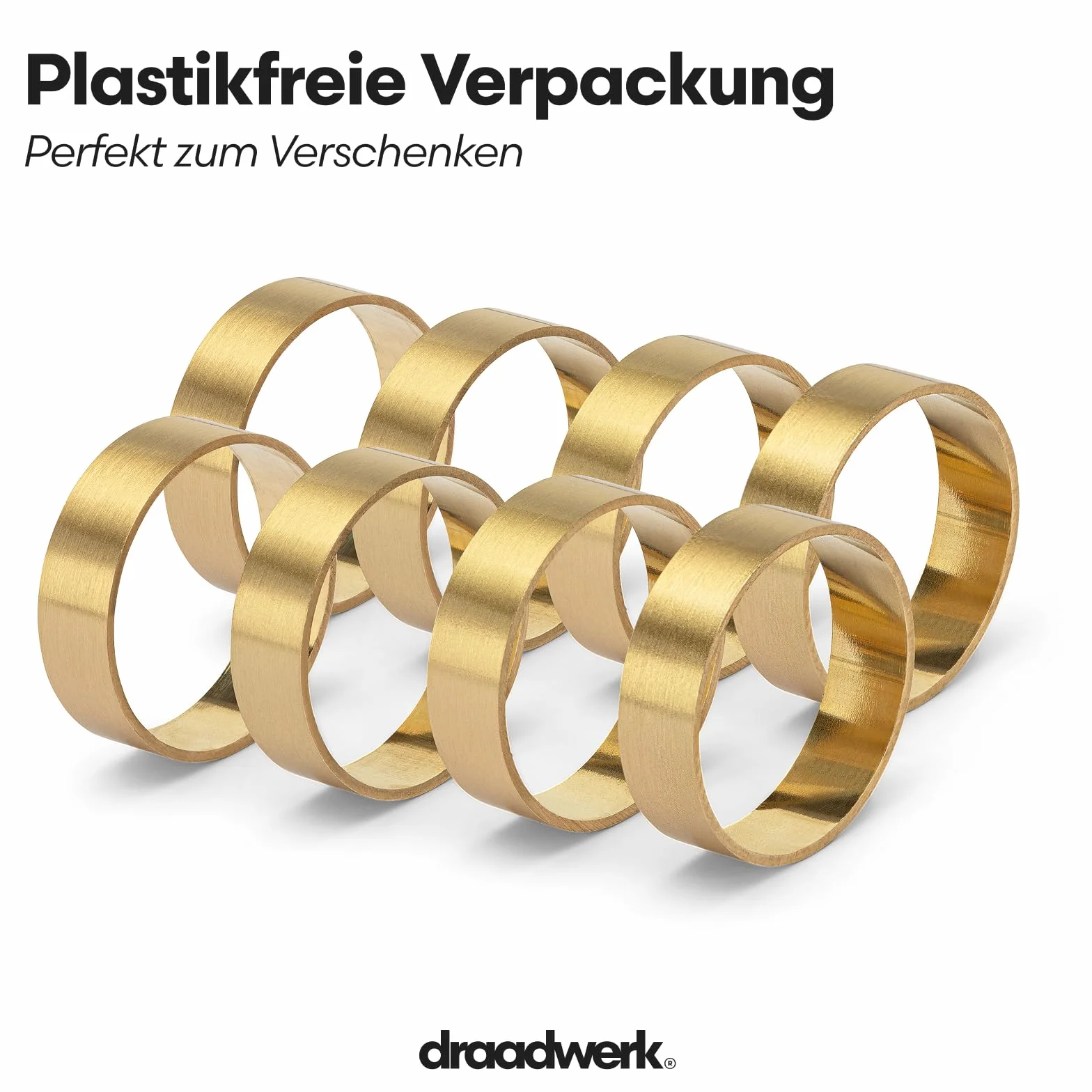 draadwerk® Pierścienie na serwetki, zestaw 8 sztuk, wysokiej jakości mosiądz, eleganckie wzornictwo, idealne akcenty na wesela, kolacje, święta, specjalne okazje (złoty, 8)