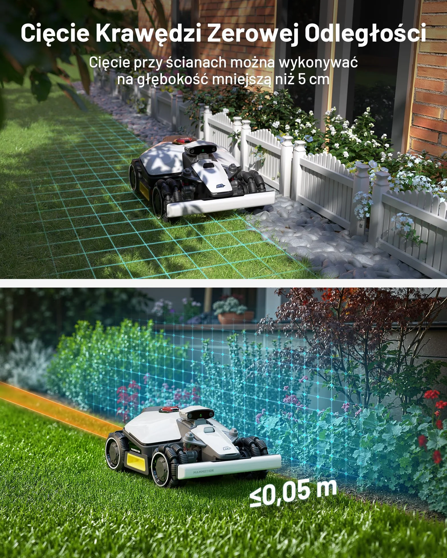 MAMMOTION LUBA mini AWD 800 Robot Koszący,Zalecane 800 m², maks.1000 m², UltraSense AI Vision + RTK Automatyczne Mapowanie, Nachylenia 80%, Wysokość Koszenia 25-70 mm