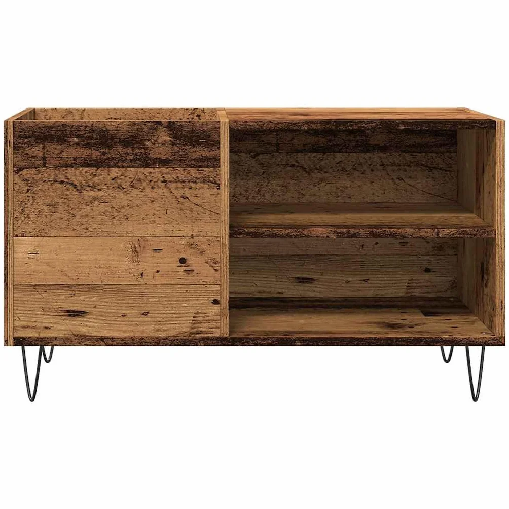 Hothingwell Szafka z płyty winylowej 84,5 x 38 x 48 cm, szafka do przechowywania płyt winylowych LP z wytrzymałym blatem i żelaznymi nogami, idealna do eksponowania kolekcji muzycznej