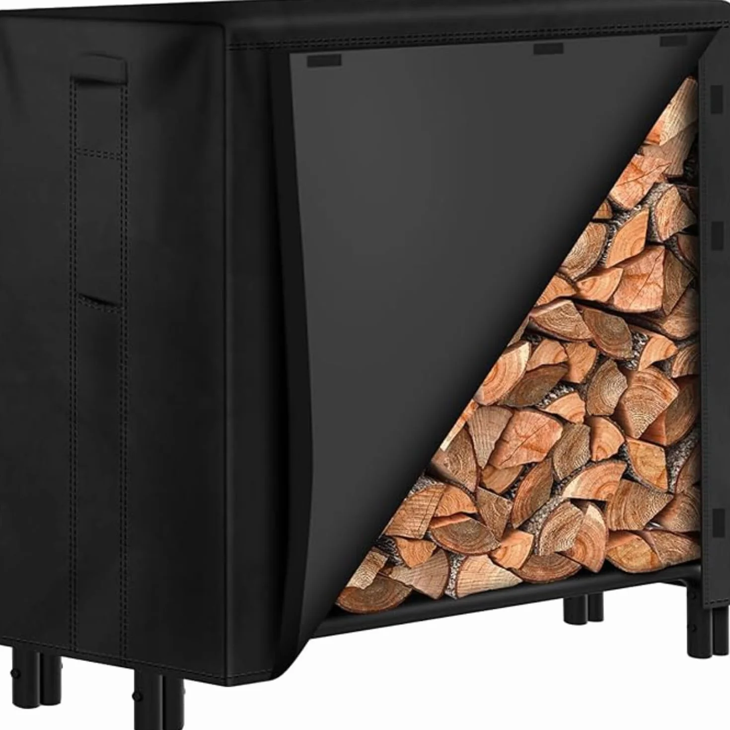 Amagabeli 122 cm x 122 cm x 35,56 cm Uchwyt na Drewno Opałowe, Stojak do Przechowywania, Uchwyt na Dziennik Kominka