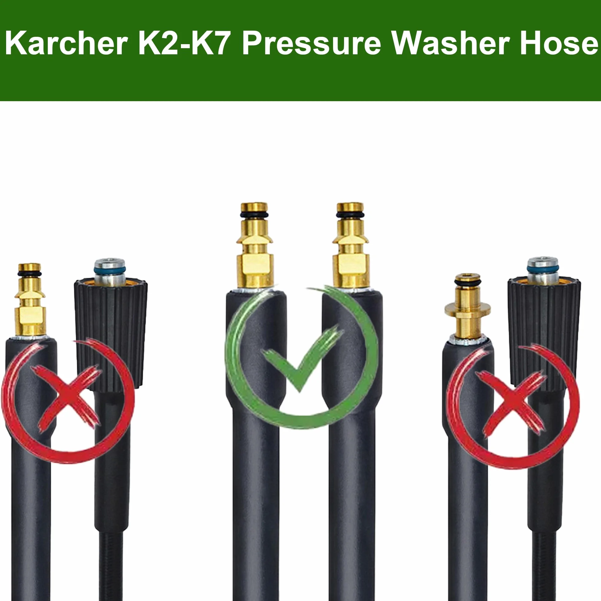 Wąż do myjki wysokociśnieniowej 10 m do Karcher serii K K2 K3 K4 K5 K6 K7, zielony wąż wymienny, zamiennik myjki strumieniowej z szybkozłączką