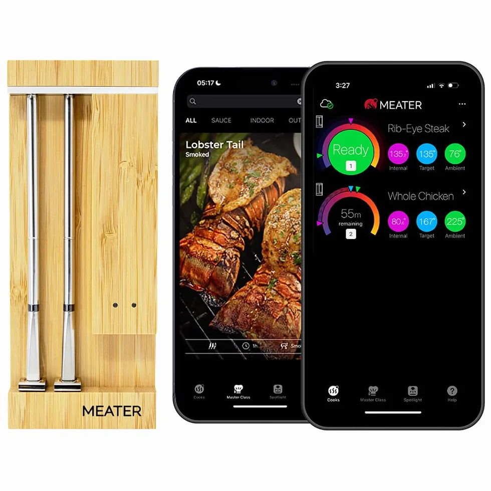 MEATER Pro Duo: Smart Meat termometr cyfrowy, odporność na wysoką temperaturę do 550°C, duży zasięg, certyfikowana dokładność, grill, wędzarnia, frytkownica, 50+ przepisów w aplikacji