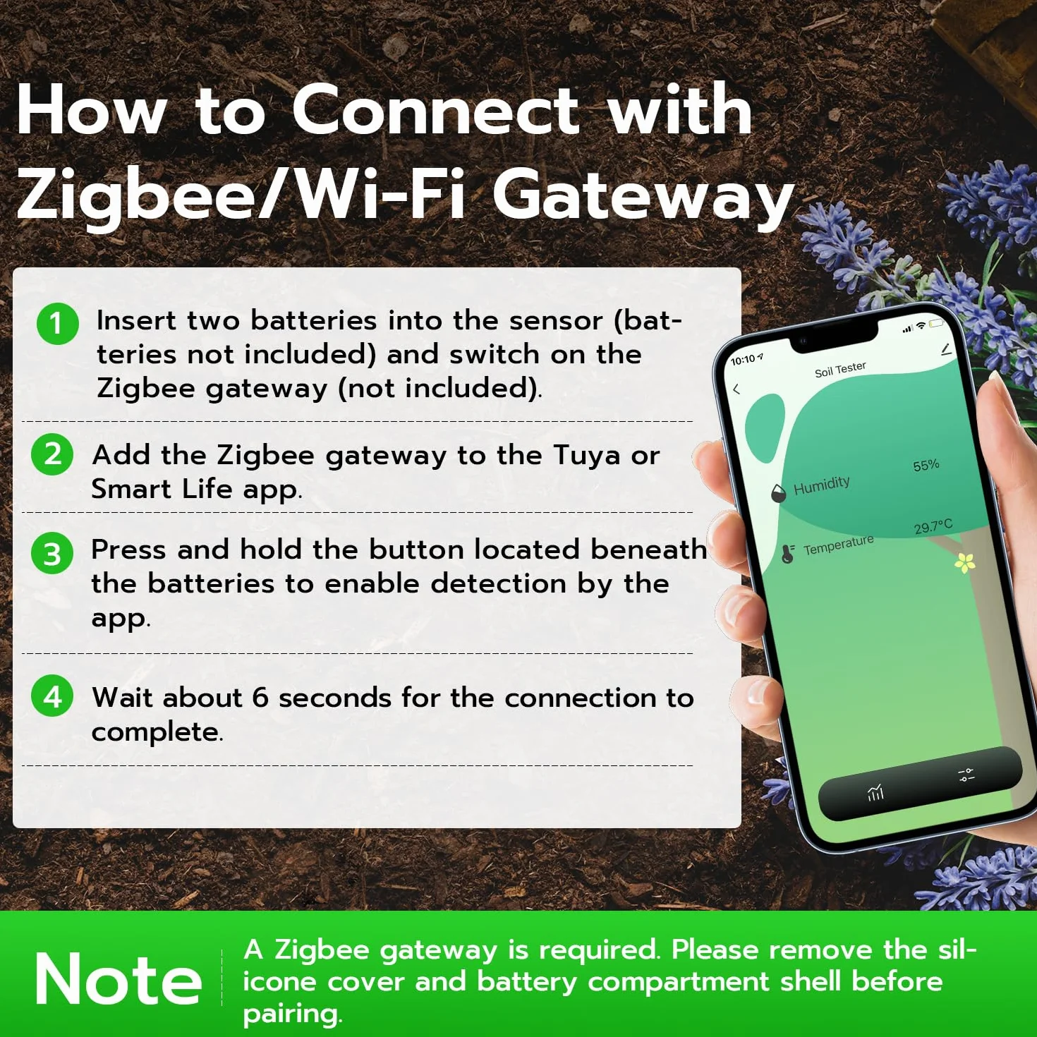 Wigearss Zigbee miernik wilgotności gleby, miernik termometru gleby do roślin
