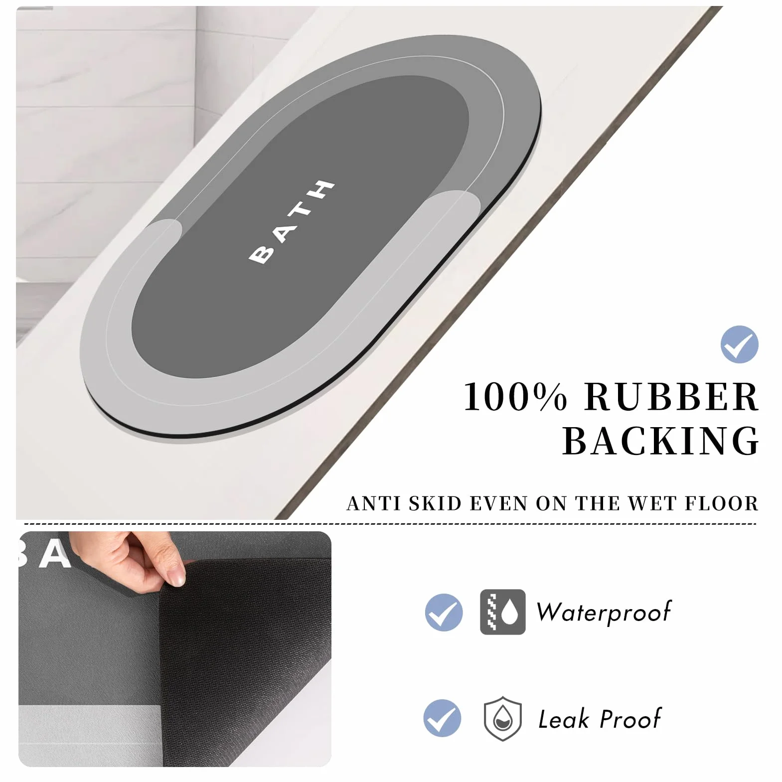 mata łazienkowa antypoślizgowa, dywaniki łazienkowe, gumowa mata antypoślizgowa, szybkoschnący cienki dywanik łazienkowy do podłogi, wanny, kuchni, toalety z super chłonnym słojem wodnym i