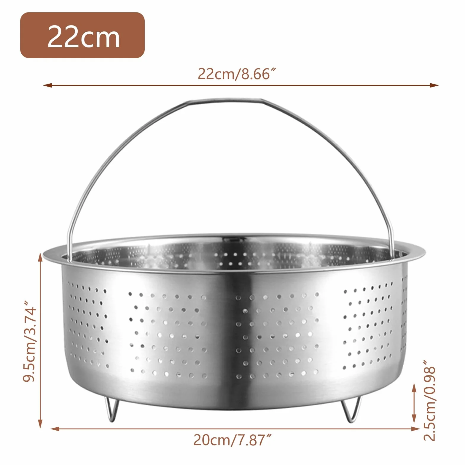 Stal nierdzewna, para wkład do kosza, garnek do gotowania na gotować warzyw, owoców, jaj (okrągły 22 cm)