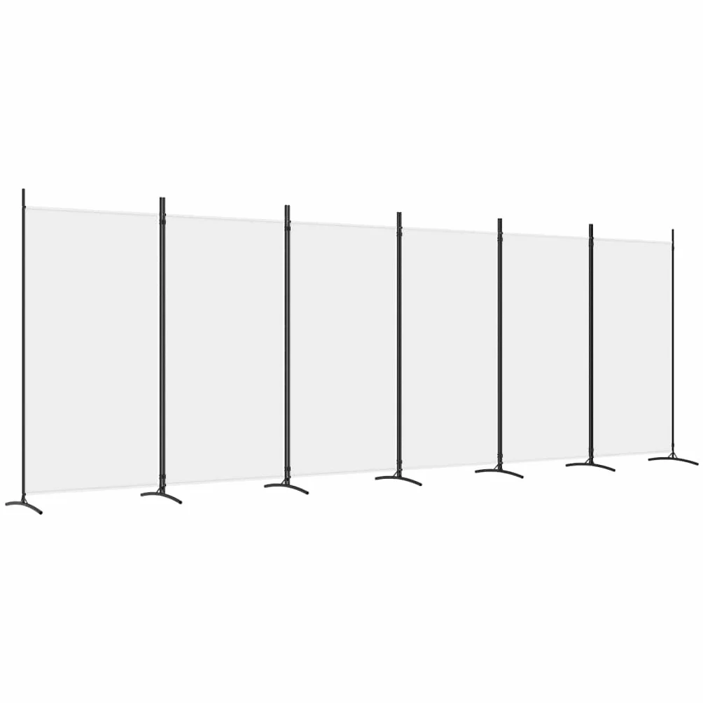 vidaXL Parawan 6-panelowy, biały, 520x180 cm, tkanina