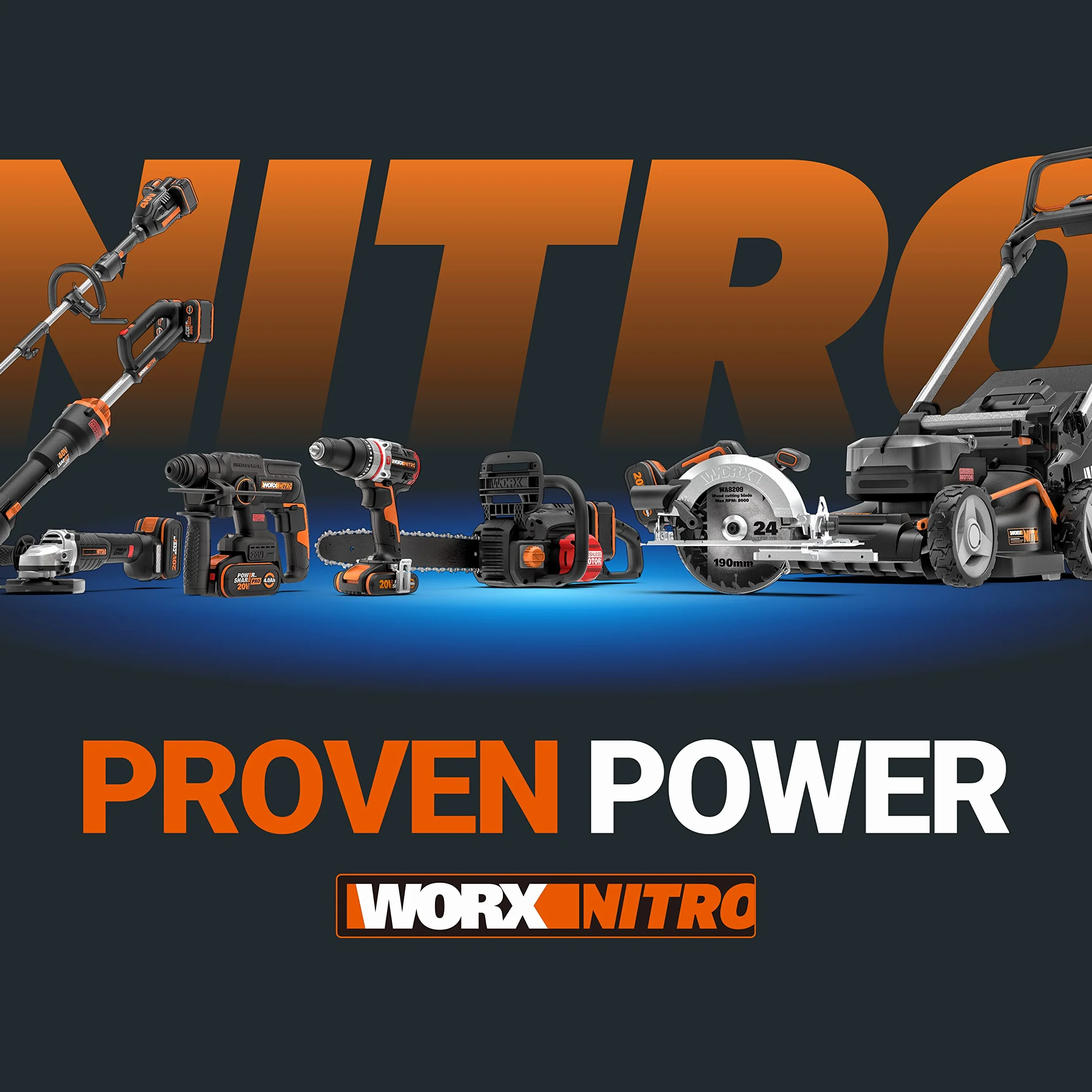 WORX Przecinarka do trawy i podkaszarka Nitro 38 cm 40 V (2x20V) | PowerShare | Silnik bezszczotkowy | WG186E.1-2 akumulatory 4Ah | Ładowarka | 2 w 1 | Podwójny gwint