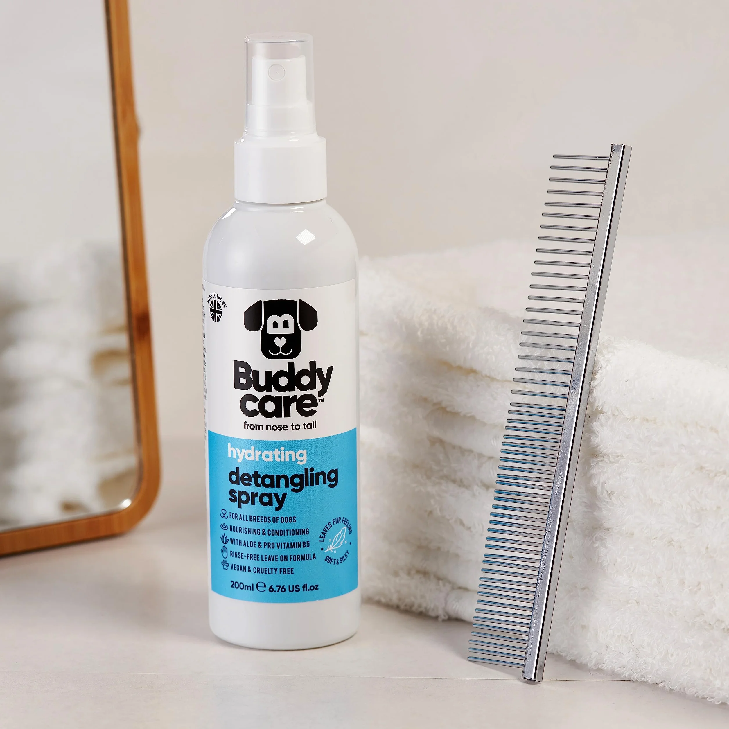 Buddycare Spray do rozczesywania psów, odżywka do matowania, bez spłukiwania
