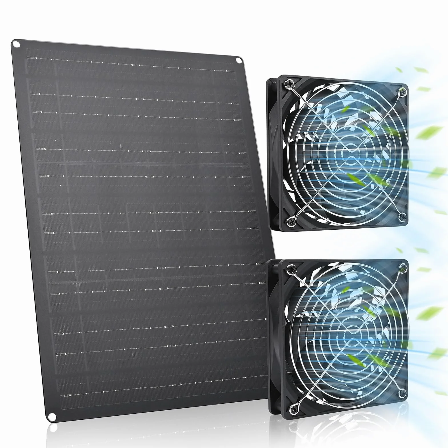 Gerbala Solarny podwójny wentylator wydechowy, 12 W, solarny wentylator do małych kurników, szop, domków dla zwierząt domowych, cyrkulacja powietrza na świeżym powietrzu, wodoszczelny