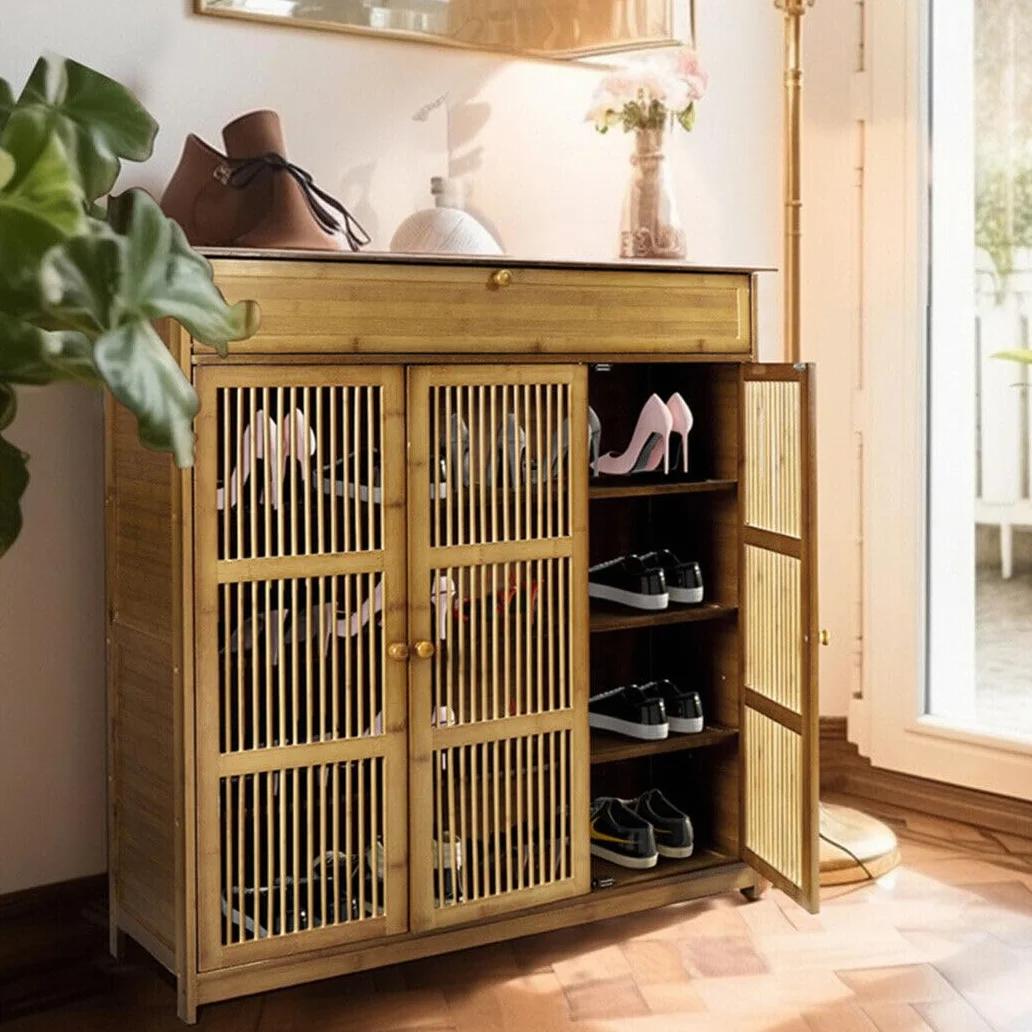 unho Szafka na buty z 4 półkami, 1 szufladą i 3 drzwiami, półka na buty do korytarza, przedpokoju, komoda na buty na wysokie obcasy, buty sportowe, 93 x 32 x 98 cm