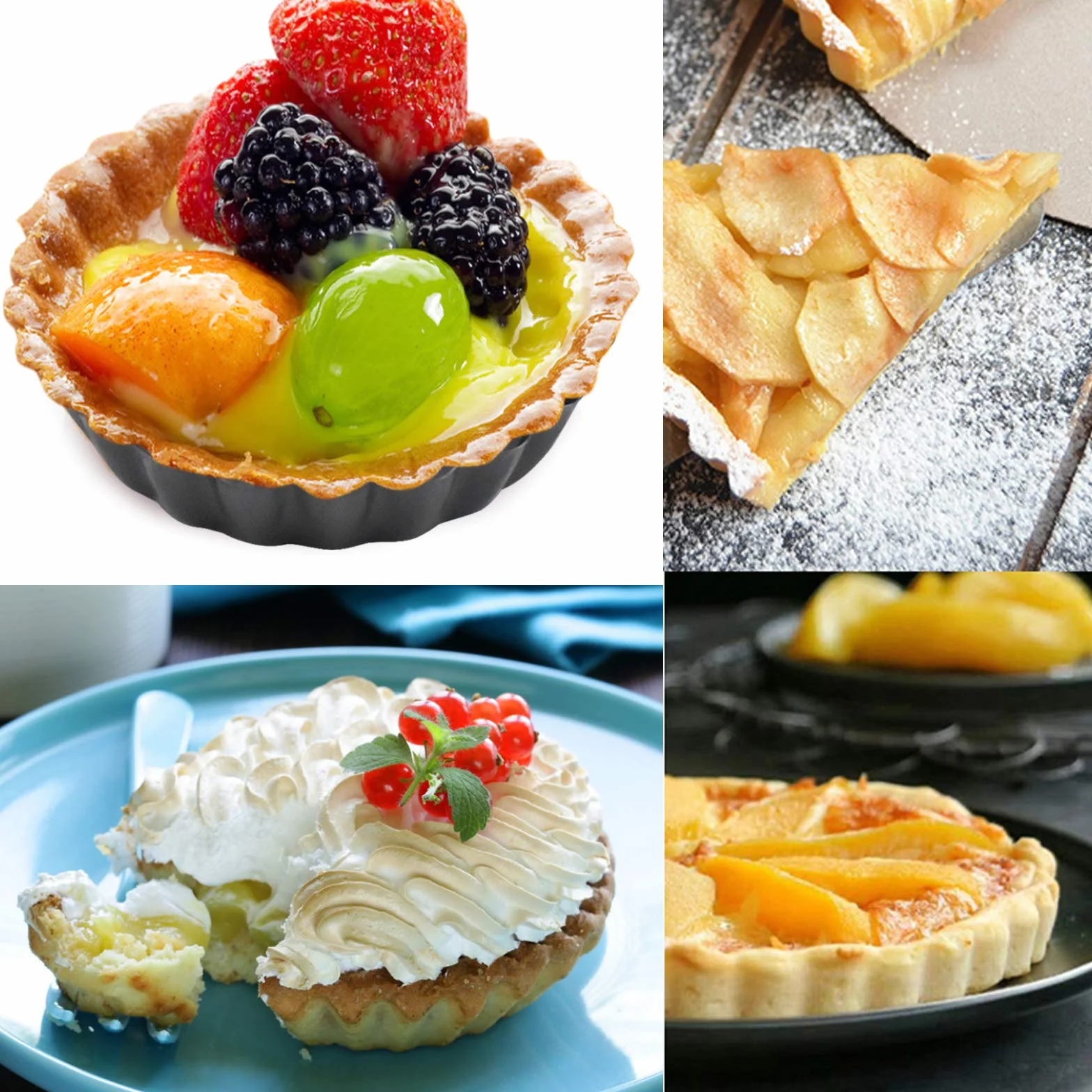 6 sztuk foremek do tarte, 10 cm, mini foremka do quiche z podnoszonym dnem, mała forma do pieczenia, okrągła, nieprzywierająca powłoka do ciasta owocowego, 10 cm
