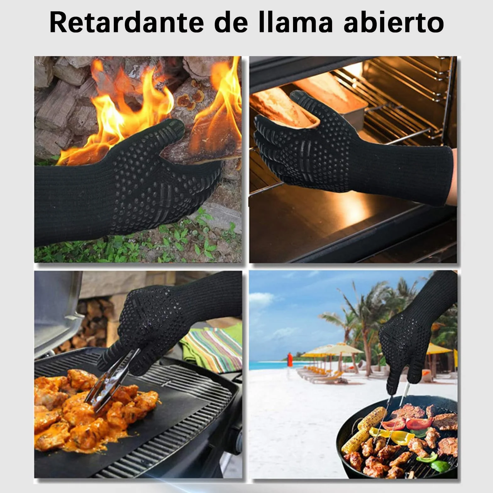 rękawice do grilla (1 para), rękawice do piekarnika odporne na temperaturę do 800°C, antypoślizgowe i izolujące, odpowiednie do grilla, piekarnika, BBQ, kolor czarny