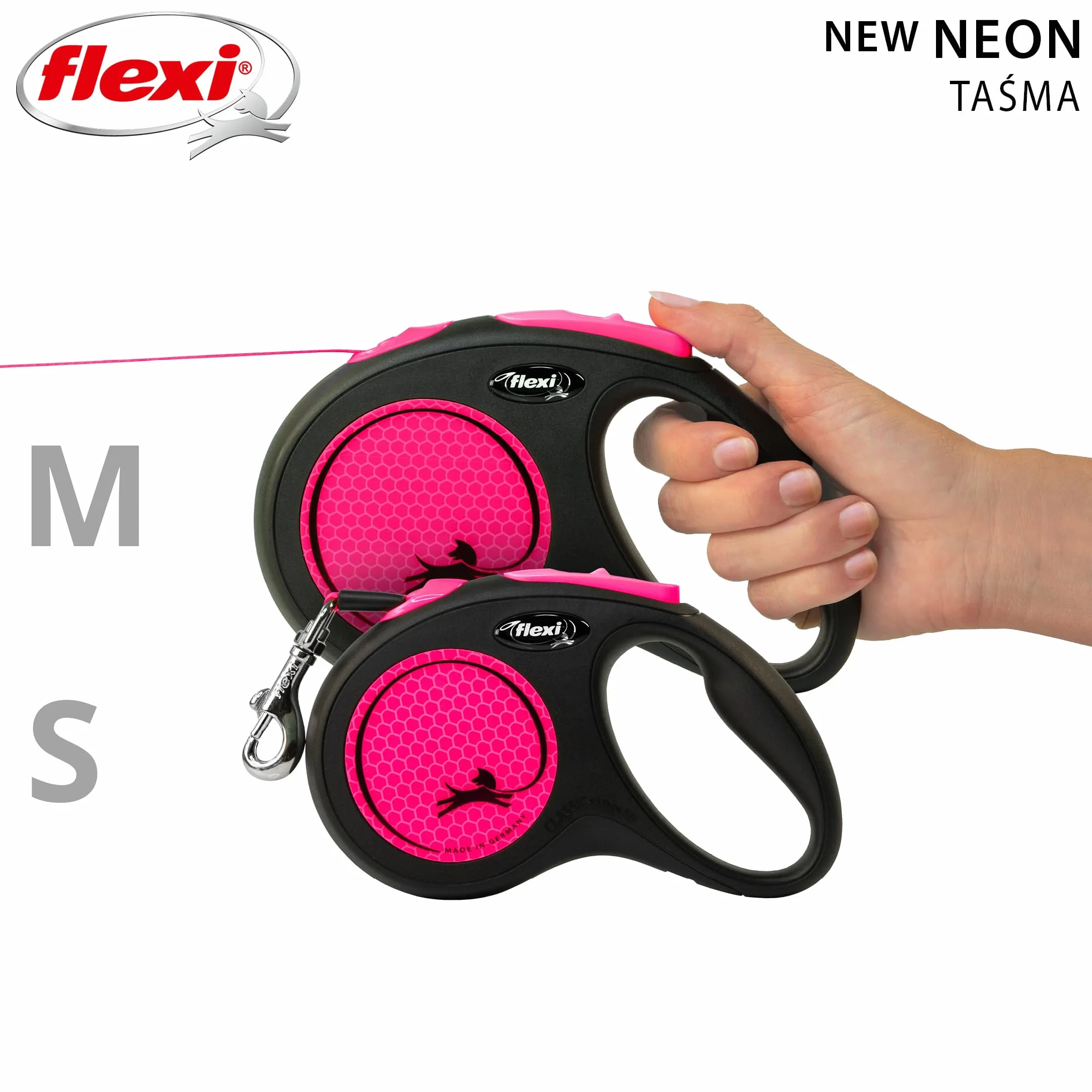 Flexi neonowa taśma smycz dla psa 5 m do 15 kg