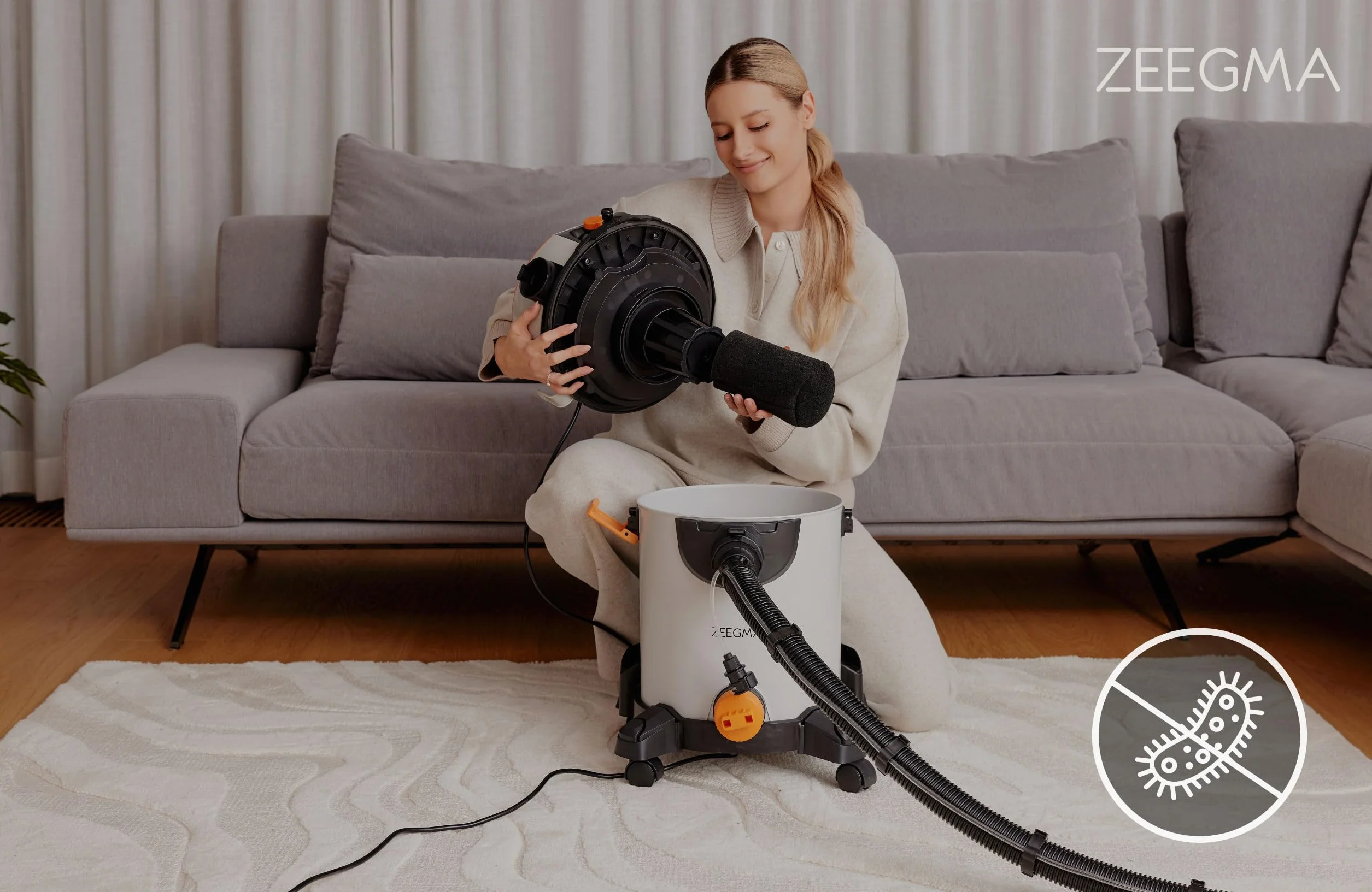 ZEEGMA Zonder Wash odkurzacz piorący 1400W z funkcją ekstrakcji, HEPA, nadmuchem i dużym zasięgiem 13m do dywanów, tapicerki, wykładzin – idealny do domu, biura, garażu i samochodu | Filtr HEPA, promień działania 13 m, wraz z bogatym wyposażeniem, idealny