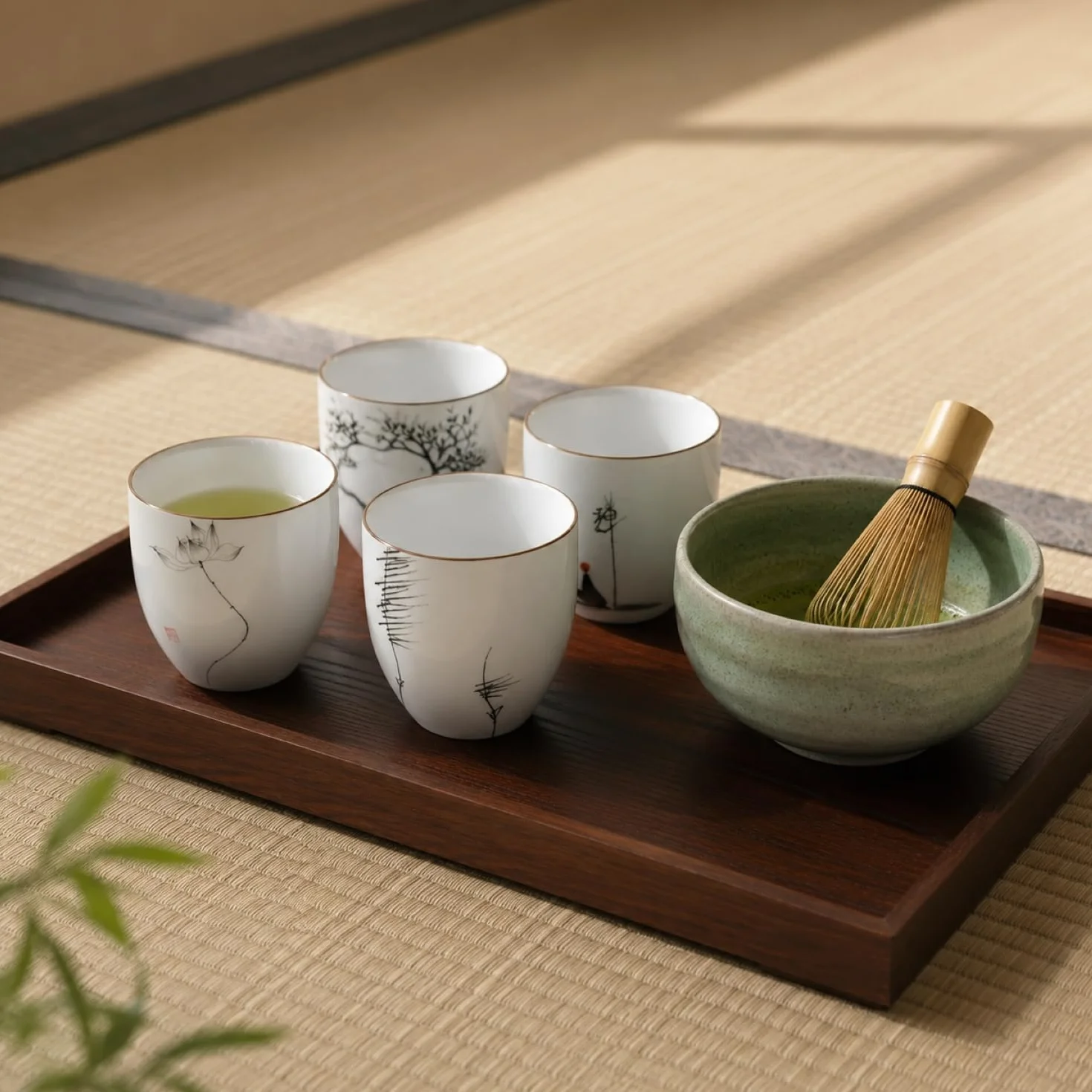 I-MART 4 szt. chińskich ceramicznych filiżanek do herbaty kung fu, zestaw filiżanek do herbaty, 140 ml