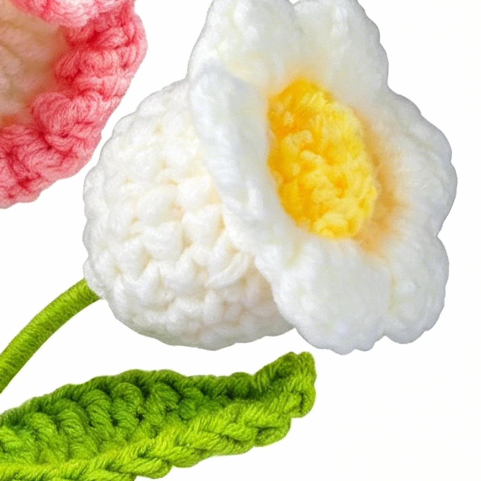 Crochet Bouquet - Handmade Teacher Appreciation for Desk Decor Card | Crochet Flower with Plant Arrangement, Handmade Gift for Women Men Students Coworkers Classroom Office Display
