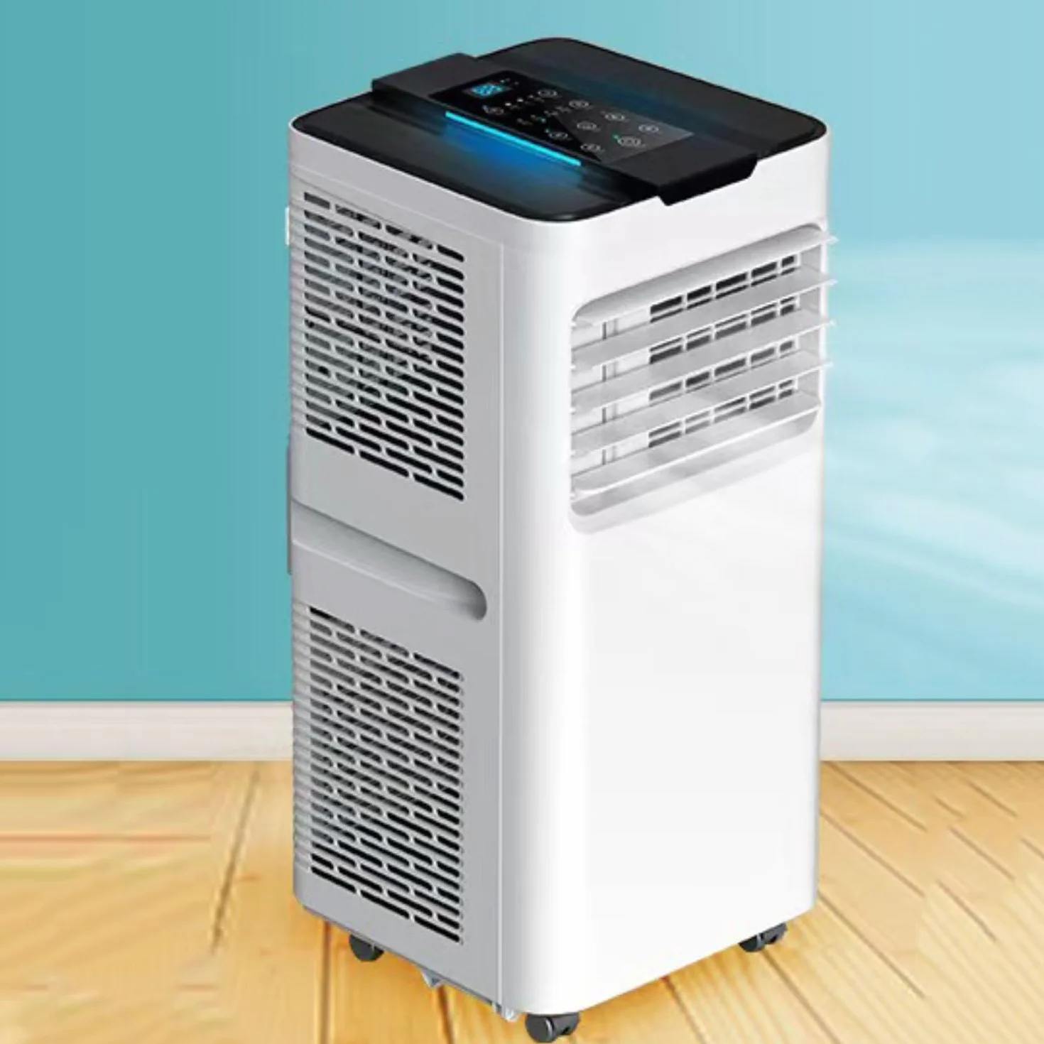 Przenośny klimatyzator, 350 Sq Ft Smart AC Unit w/Remote & 24H Timer, Cichy wentylator osuszający do biura sypialni, łatwy do przenoszenia kółka, oszczędzanie energii z zestawem instalacyjnym