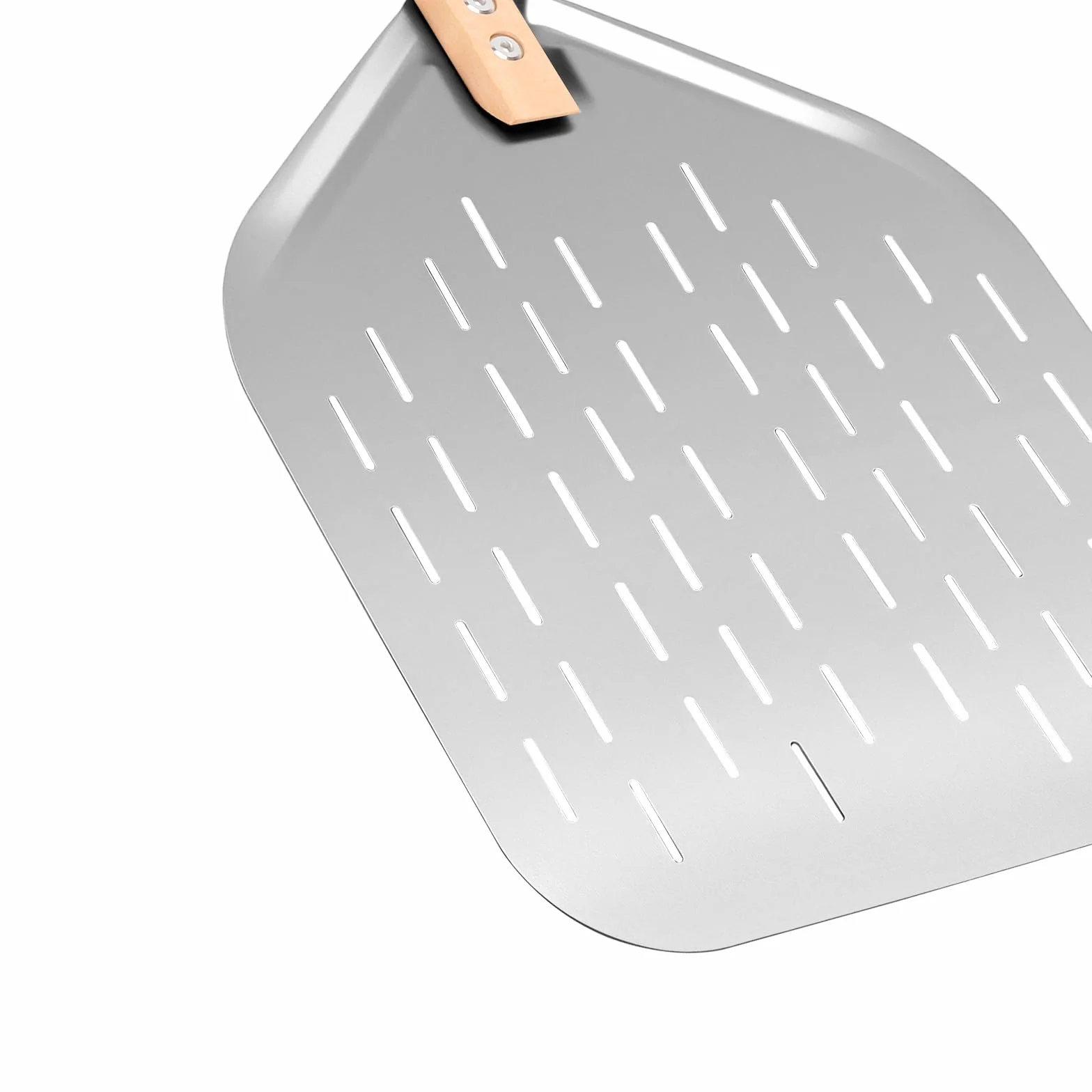 Łopatka do pizzy ze stali nierdzewnej, perforowana, 40 x 30 cm – profesjonalna łopatka do pizzy 12 cali ze zdejmowanym uchwytem do pieca do pizzy, grilla i pieczenia