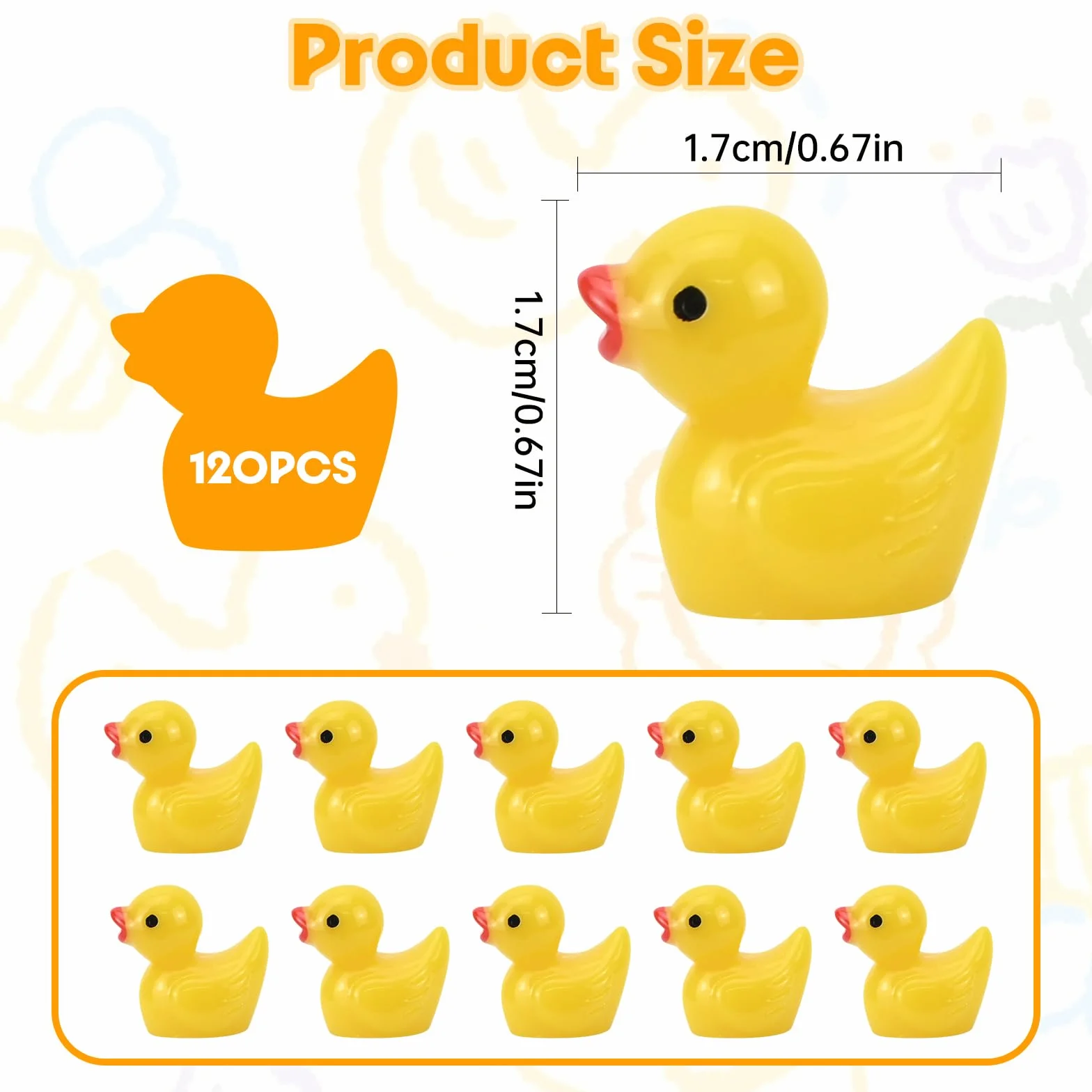 120 sztuk mini kaczek żółtych, 1 pudełko, małe kaczki z żywicy, dekoracje do miniaturowego ogrodu, mini figurki do akwarium, akcesoria do domku dla lalek