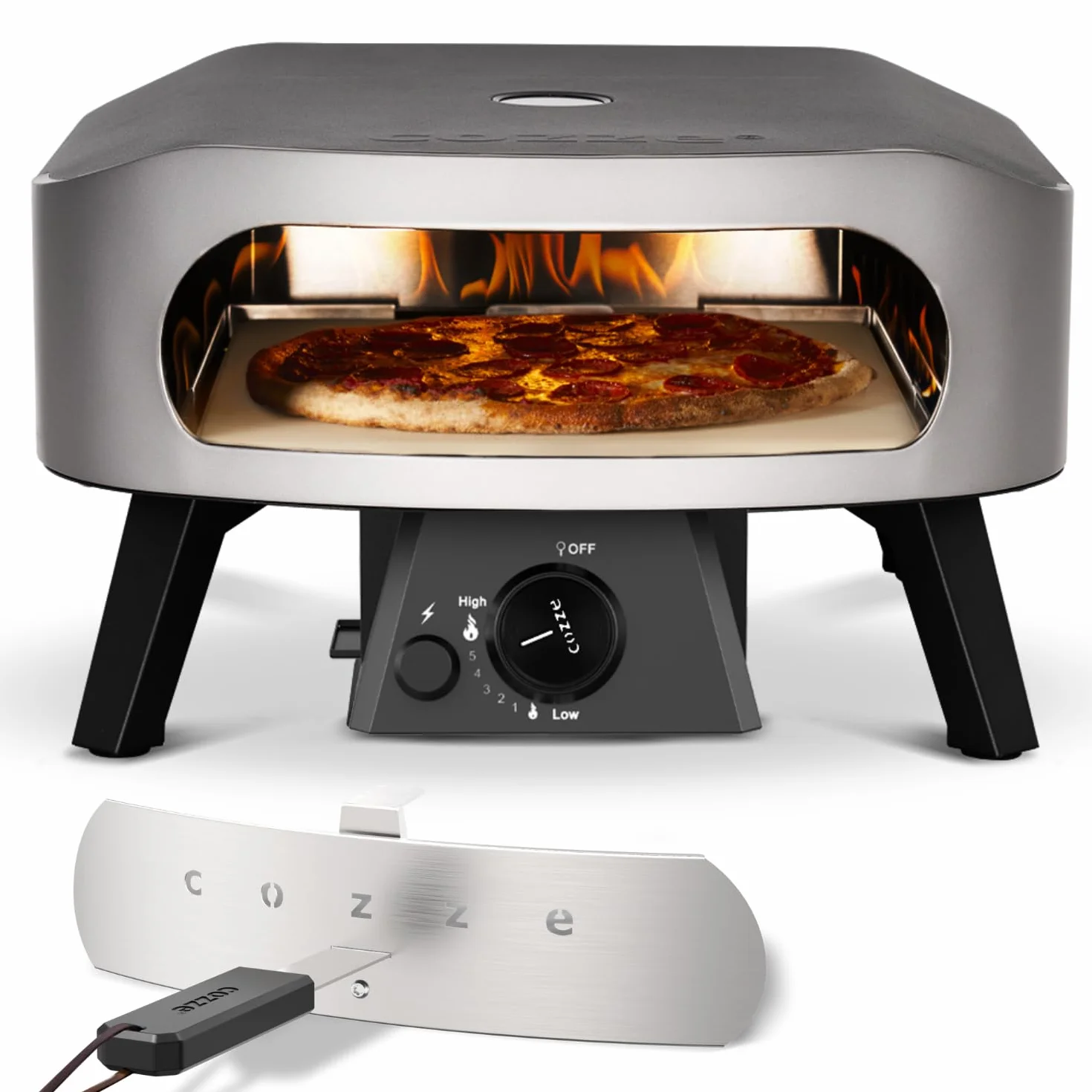 COZZE Mini piec do pizzy na gaz, 13 cali, kompaktowy piec do pizzy, na zewnątrz (50 mbar) – stół do pizzy z regulatorem do małych pizzy