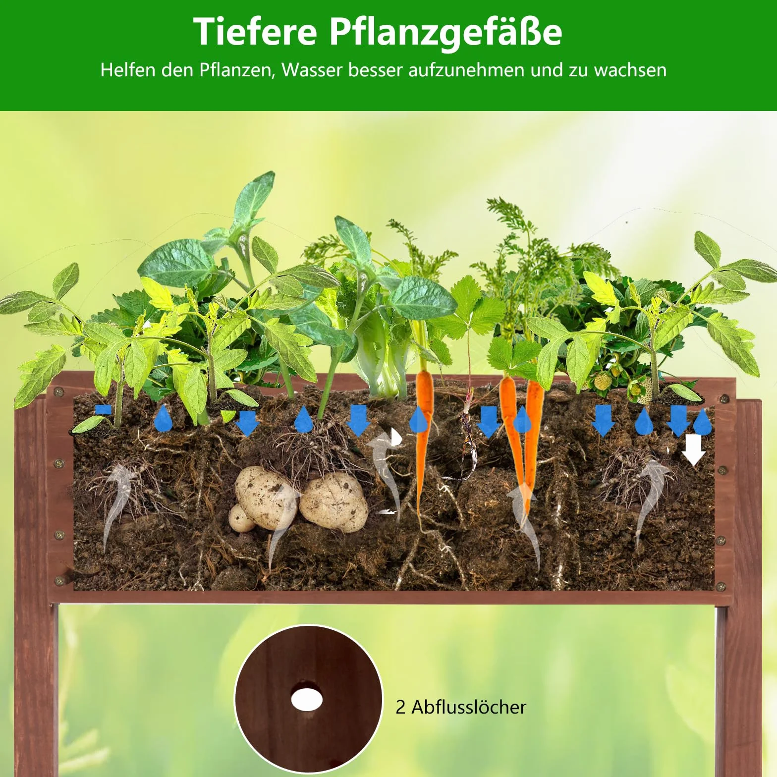 GOPLUS 3-piętrowa podwyższona grządka, kwietnik z drewna jodłowego, schodek na kwiaty z 3 doniczkami i otworami odpływowymi, do ogrodu, na balkon, taras (71 x 38 x 105 cm)