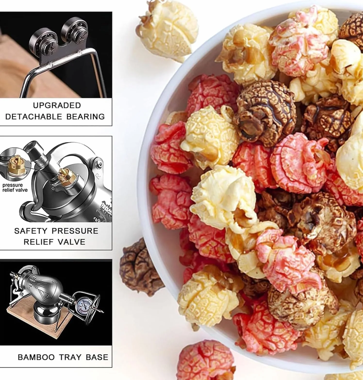 Przenośna maszyna do popcornu, wysokociśnieniowe maszyny do popcornu, chińska maszyna do robienia popcornu na gorące powietrze, mini garnek do popcornu ze stali nierdzewnej, staromodne działo do