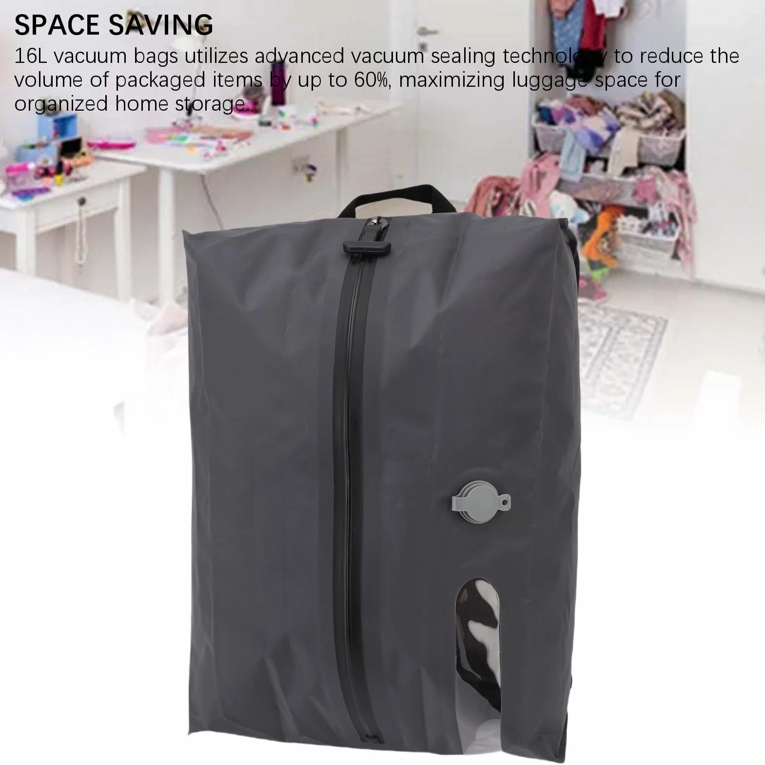 Yosoo Health Gear Wielokrotnego Użytku Próżniowe Worki Kompresyjne TPU, 16 L 30 L Worki Oszczędnościowe do Podróży, Bagażu, Walizek i Plecaków, z IPX8 i bezprzewodową pompką (GRAY)