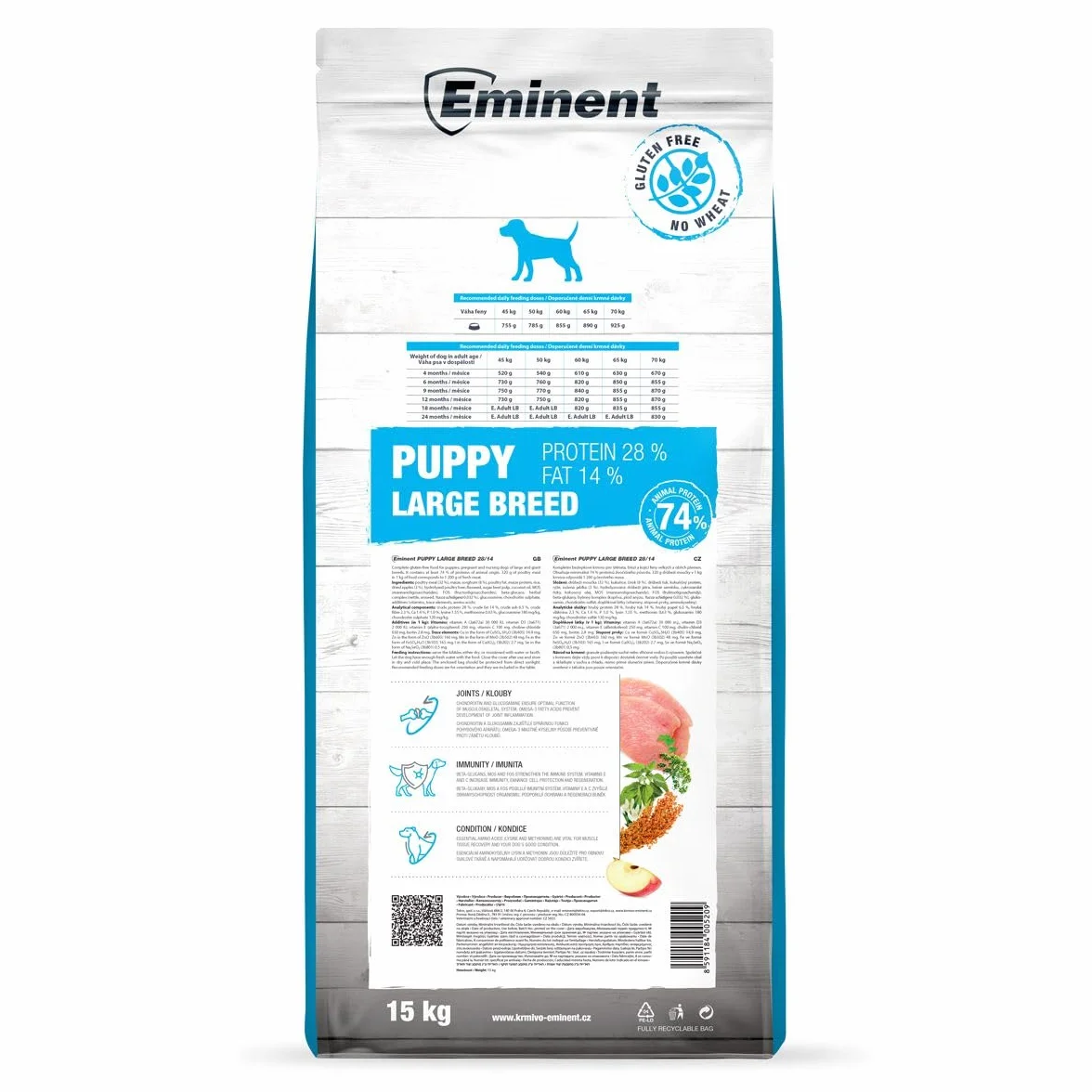 Eminent Puppy Large Breed (1 x 15 kg) | Karma dla psów High Premium, sucha karma dla szczeniaków, ciężarnych i karmiących suk dużych i ogromnych ras