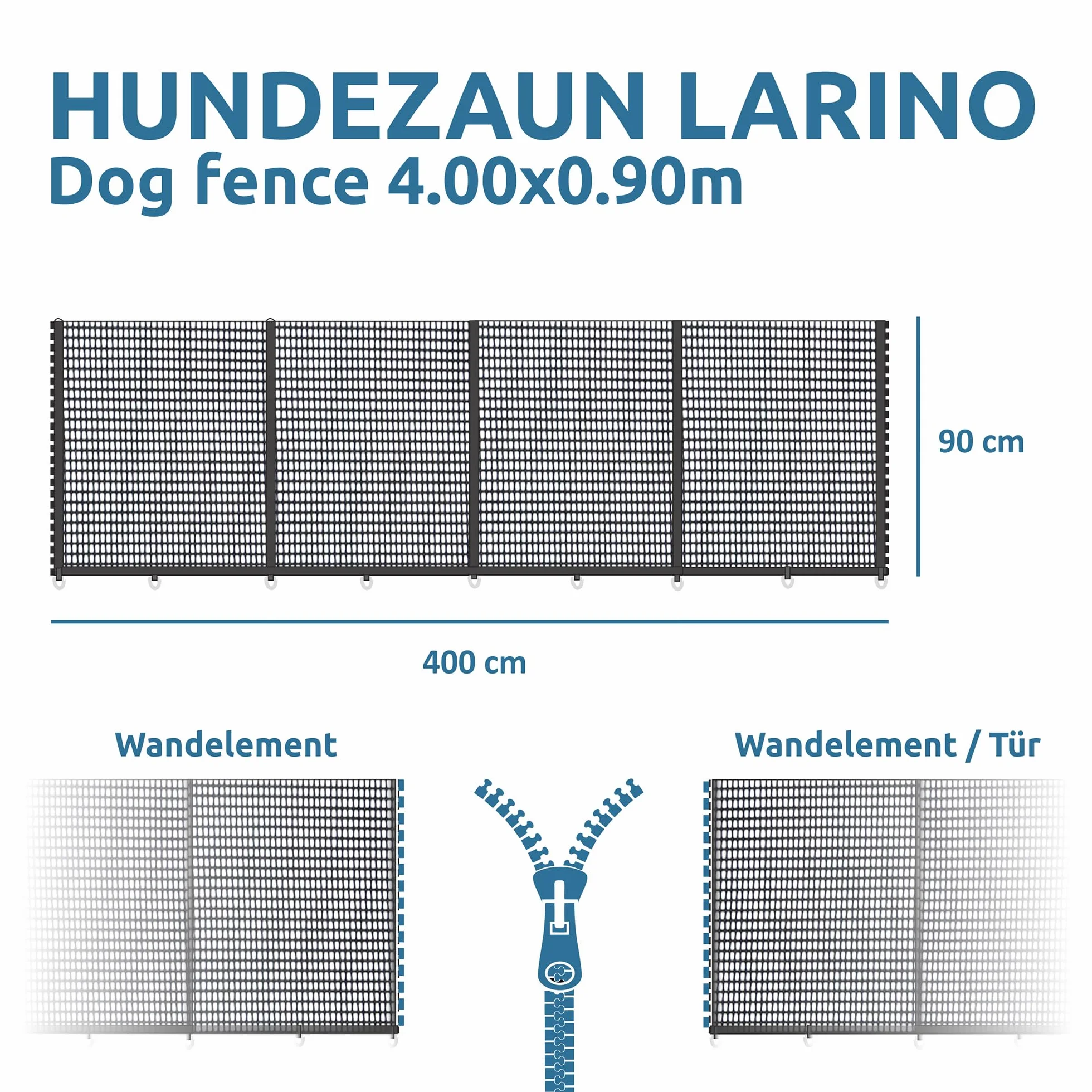 Larino 400 mobilny płot dla psów, wybieg na kemping i do ogrodu
