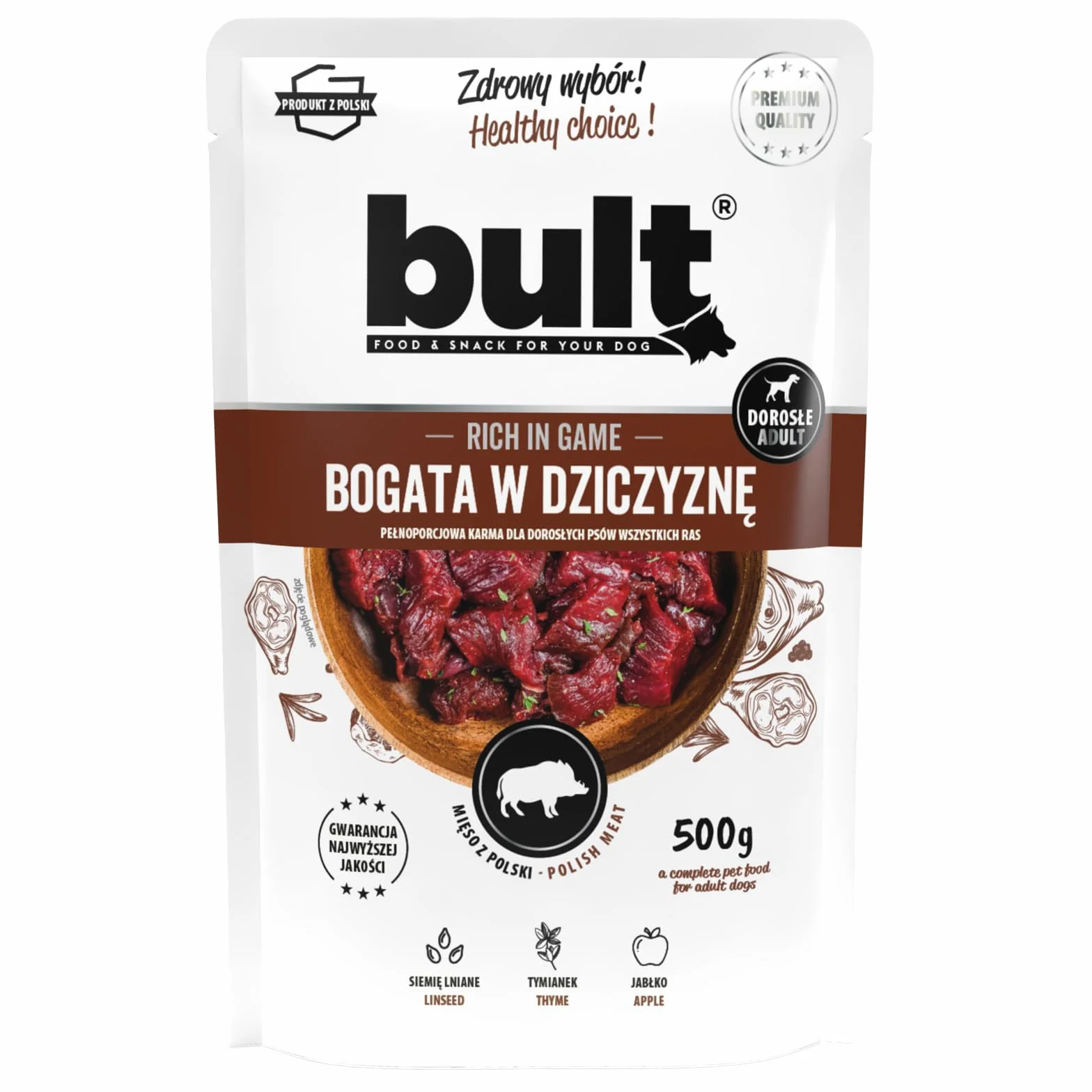 Mokra Karma dla Psa Mix Mięsny 500g x 20 Saszetek Dziczyzna Indyk Jagnięcina Kaczka Wołowina Bez Sztucznych Dodatków