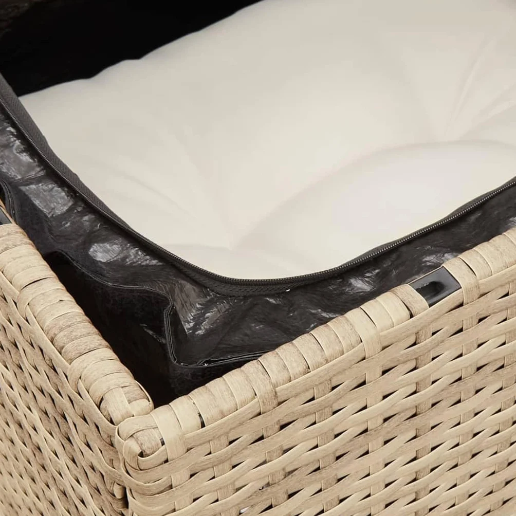 vidaXL Sofa ogrodowa z poduszkami, 3-osobowa, beżowa, polirattan, kanapa ogrodowa, siedzisko ogrodowe, czteroosobowa sofa ogrodowa, kanapy ogrodowe