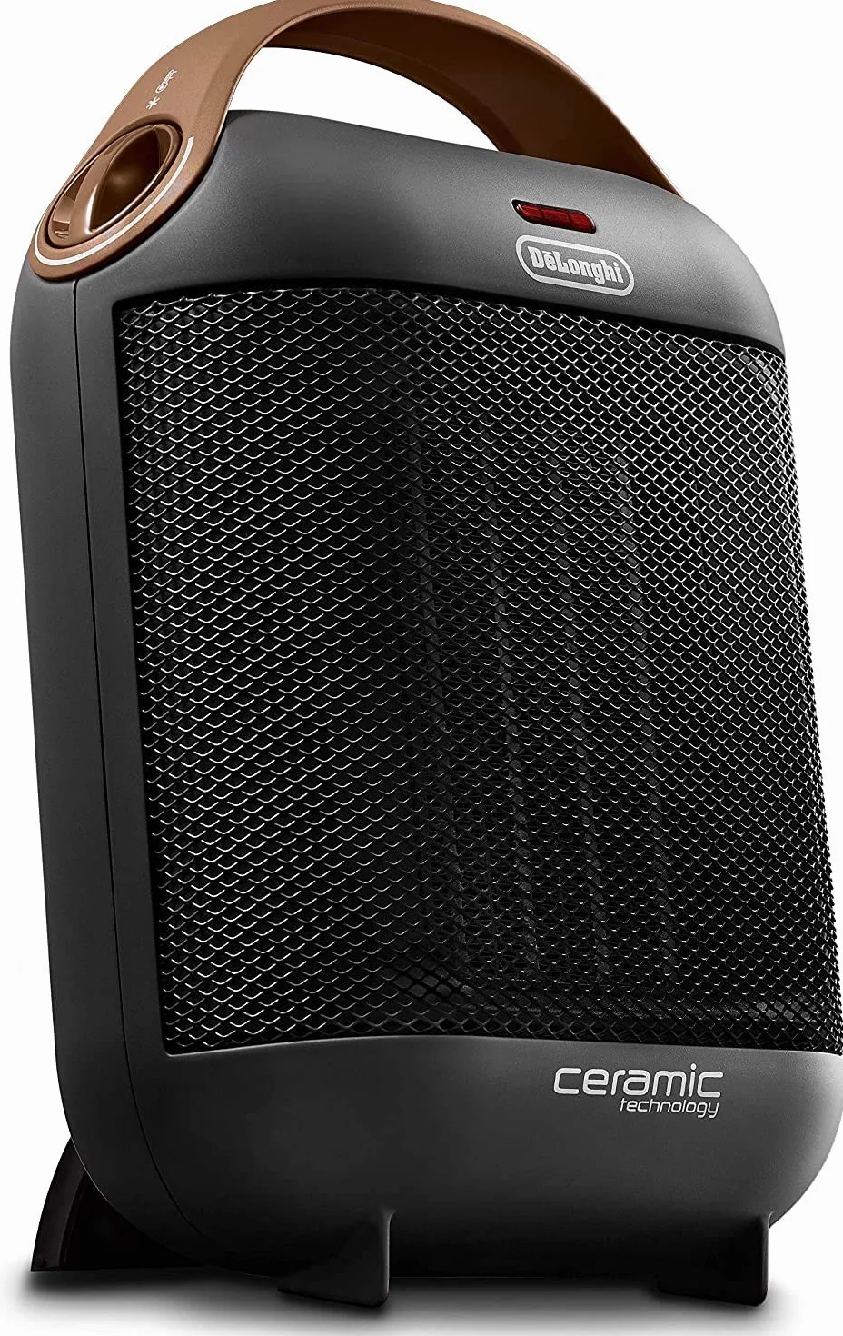 DeLonghi HFX30C18.AG Grzejnik ceramiczny | Mobilny grzejnik do szybkiego i selektywnego zasilania ciepłem | 2 poziomy mocy | Funkcja zapobiegająca zamarzaniu | Moc 1800 W | Szary