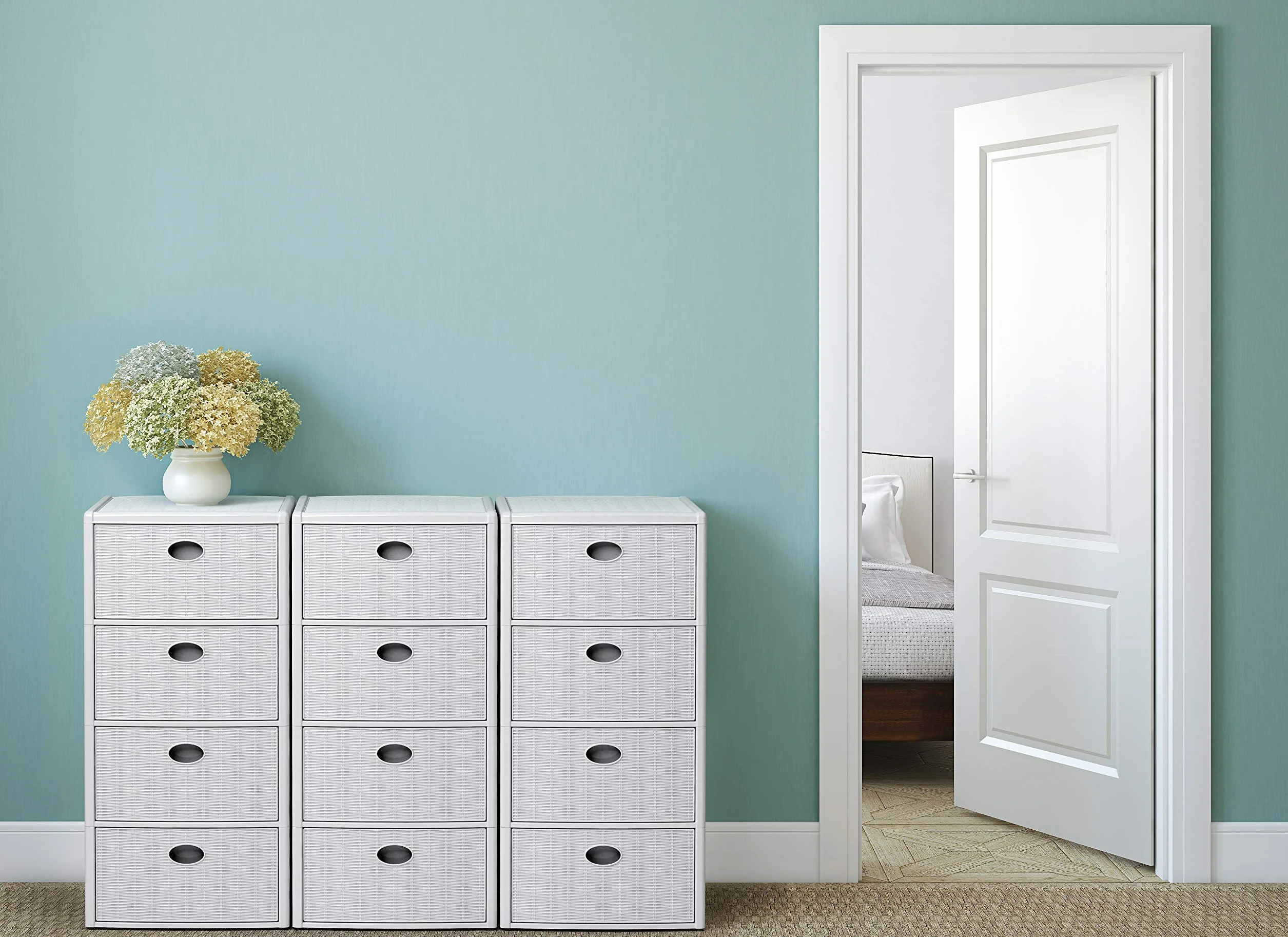 Stefanplast 30400 ELEGANCE KOMMODA Z 4 szufladami BIAŁY cm.40x40x80H, tworzywo sztuczne, przezroczysty biały