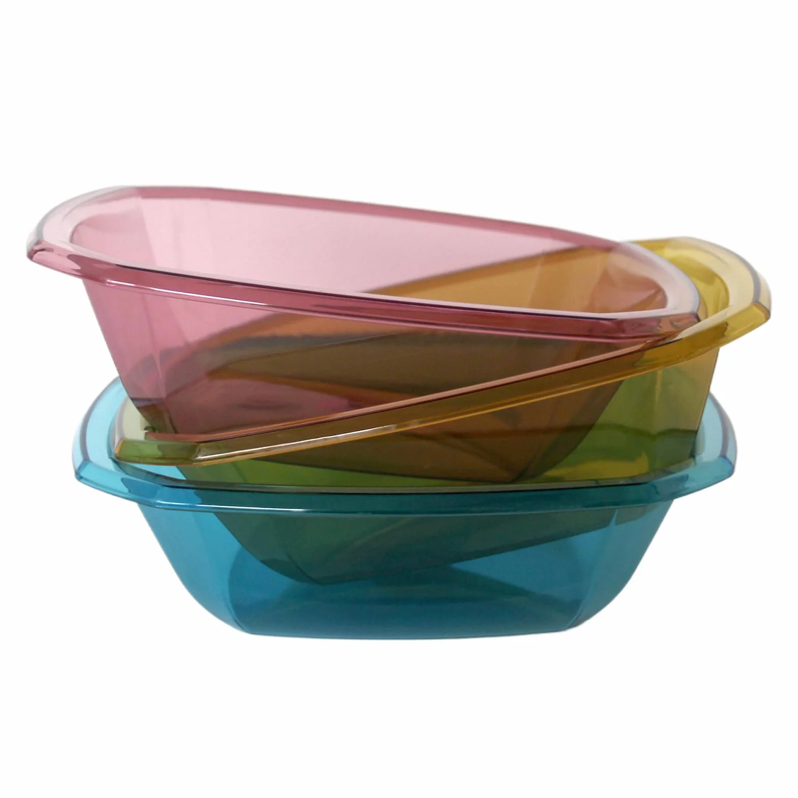 Jauhmui 3 sztuki kwadratowych misek na owoce, z grubego plastiku, do kuchni, dekoracji, przechowywania warzyw, owoców i przekąsek (niebieskie, 34,5 x 34,5 x 10 cm)