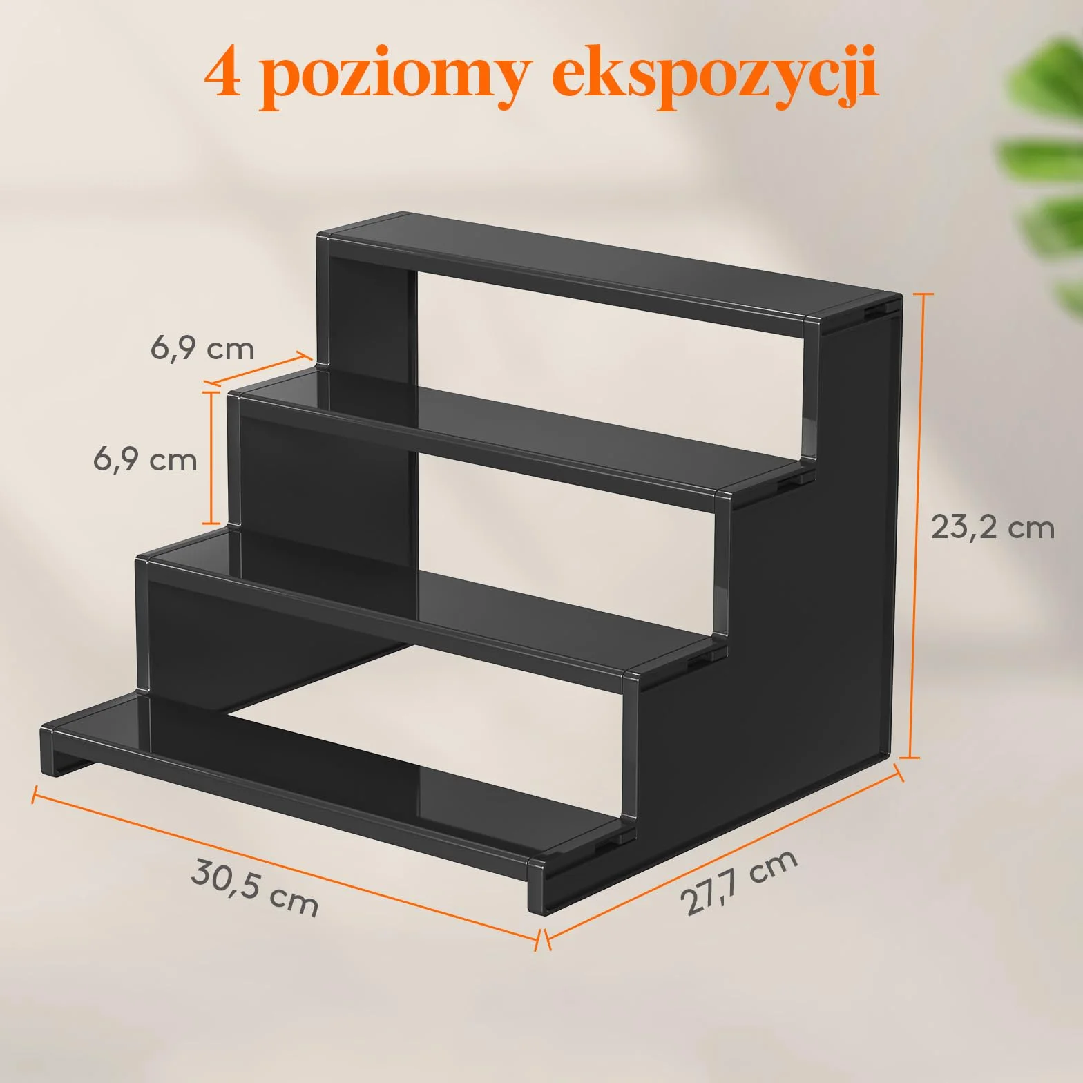 Lifewit 4-poziomowy czarny stojak, organizer perfum, plastikowy stojak do figurek, makijażu, babeczek, deserów, przypraw, zapachów, blatu, toaletki, komody, szafki (30,5 cm, 1 opakowanie)
