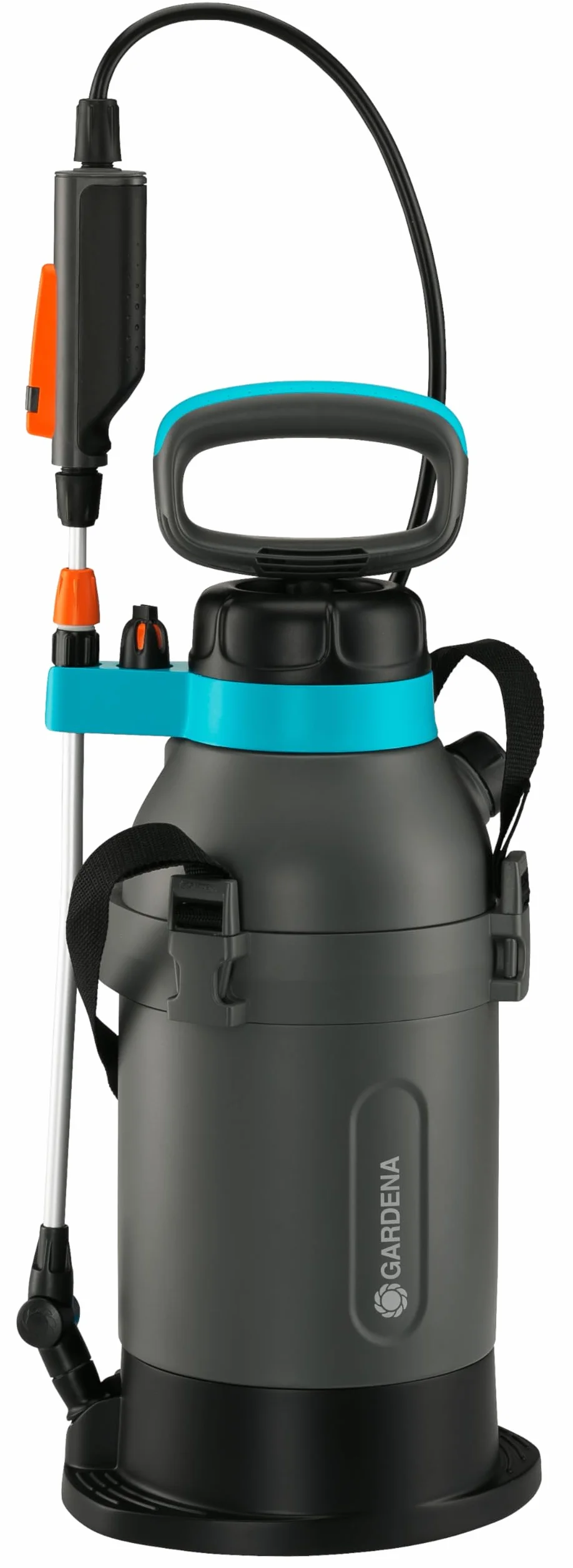 Gardena opryskiwacz ciśnieniowy 5 l EasyPump: Akum. opryskiwacz ciśnieniowy ze stopniem, lancą teleskopową z funkcją blokady, paskiem do noszenia i ochroną dyszy (11136-20)