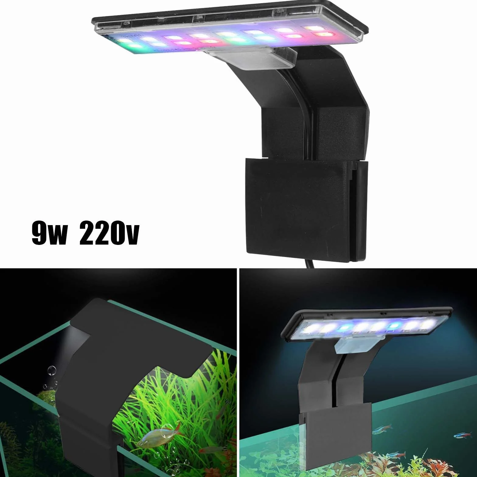 Oświetlenie LED do akwarium 3 kolory 220V 6W czarne