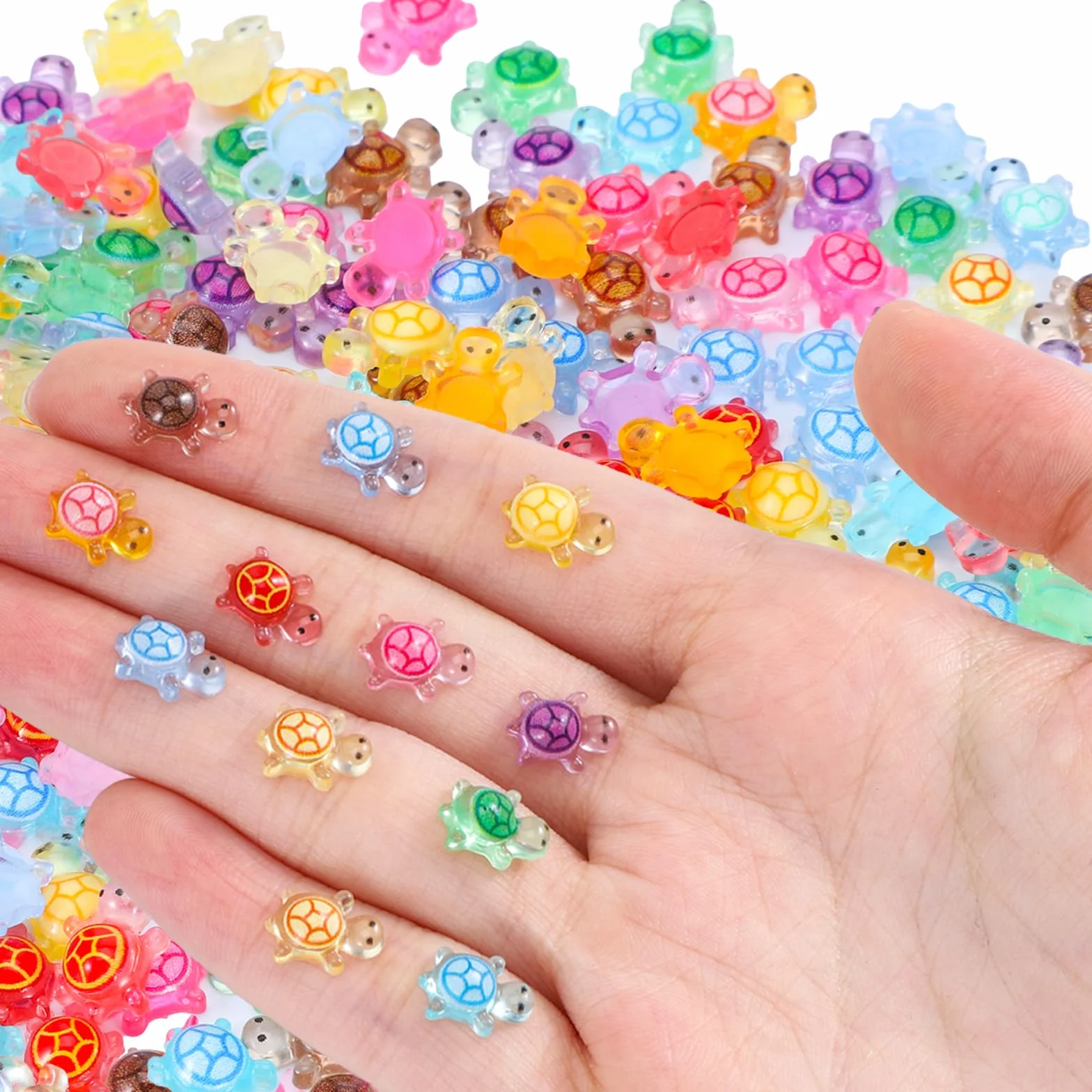 200 szt. mini żółwi z żywicy, urocze małe figurki żółwia morskiego, świecące w ciemności, małe zwierzęta, rękodzieło, dekoracja do bajkowego ogrodu, mikro krajobrazu, domek dla lalek