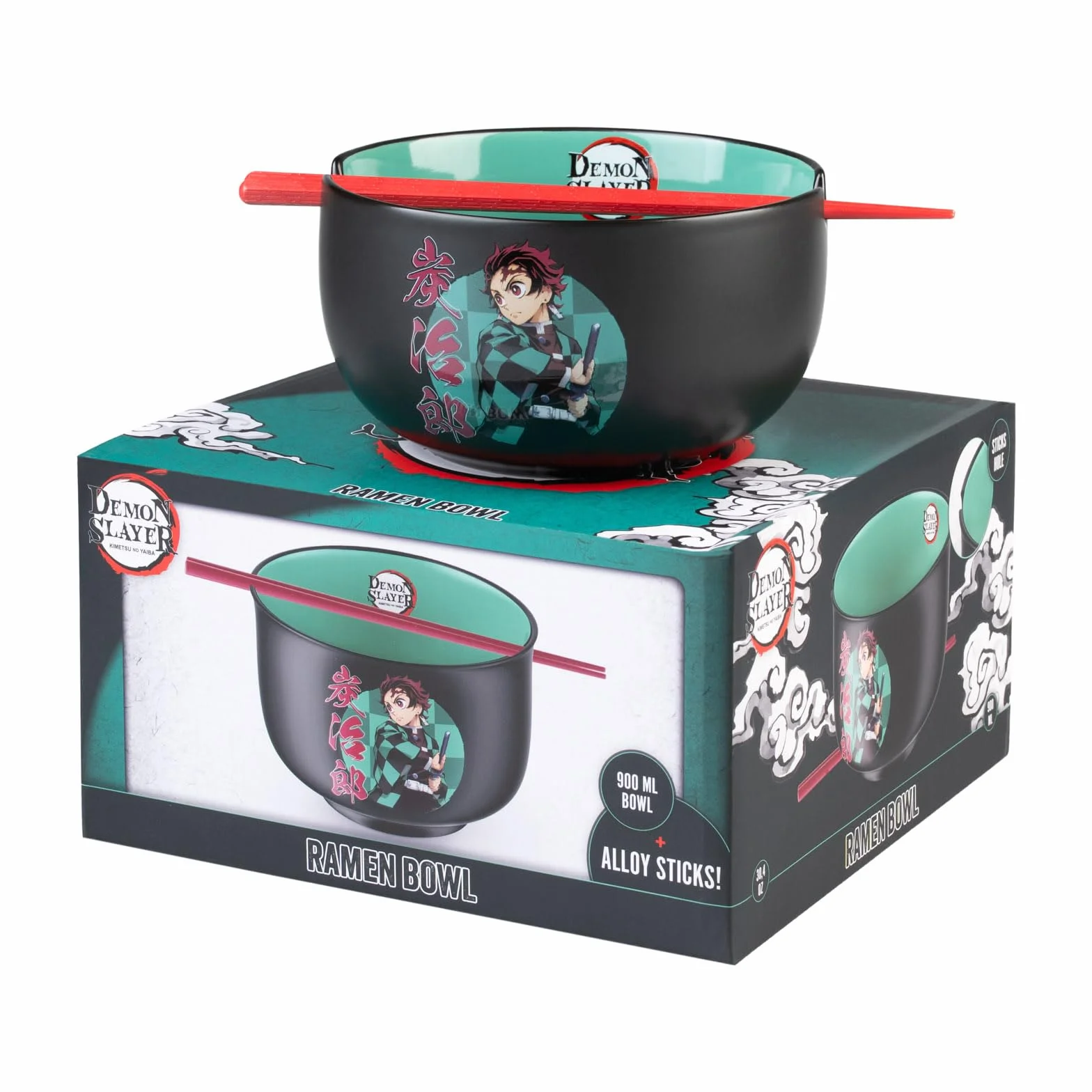 Grupo Erik Ramen Bowl Set With Chopsticks - Demon Slayer Manga Gifts | 31.7 oz - 900 ml, 6.5 x 3.5 inches - 16.4 x 9 cm Noodle Bowl With Chopsticks | Demon Slayer Merch