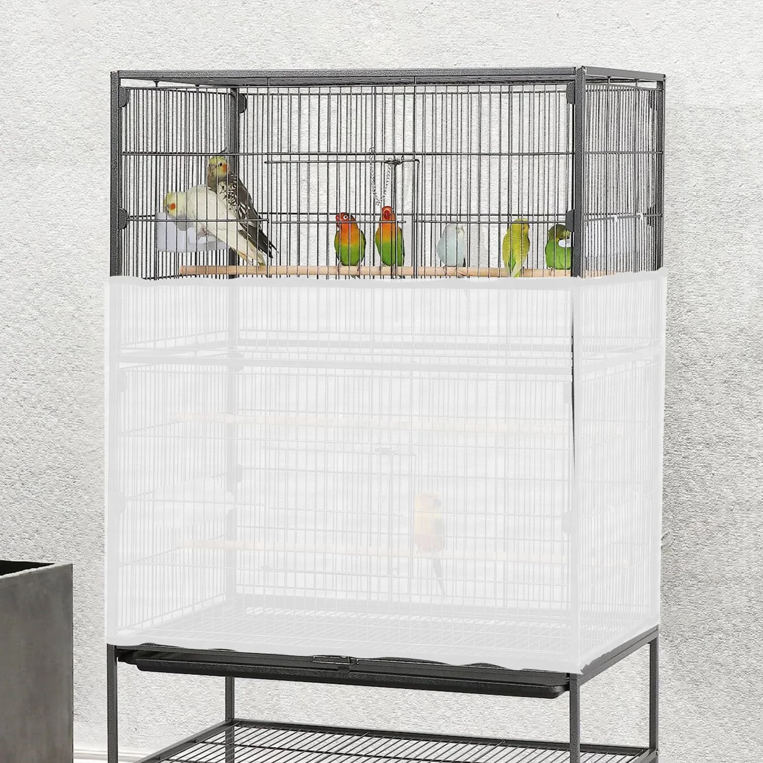 Klatka dla ptaków, uniwersalna siatka ochronna, przewiewna, biała, do wybiegów dla papug