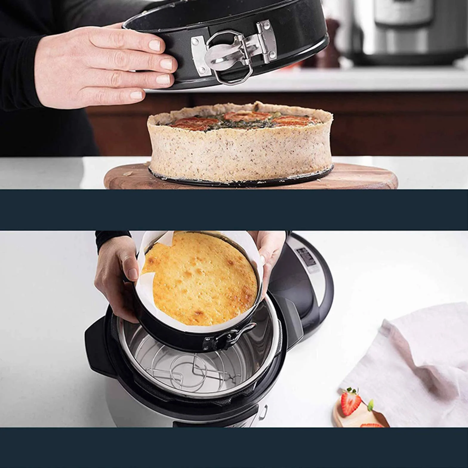 Zestaw okrągłych form do ciasta z końcówkami do wyciskania, nieprzywierającą blachą do pieczenia ciast Kuchenne naczynia do pieczenia ze zdejmowaną podstawą do robienia różnorodnych ciast