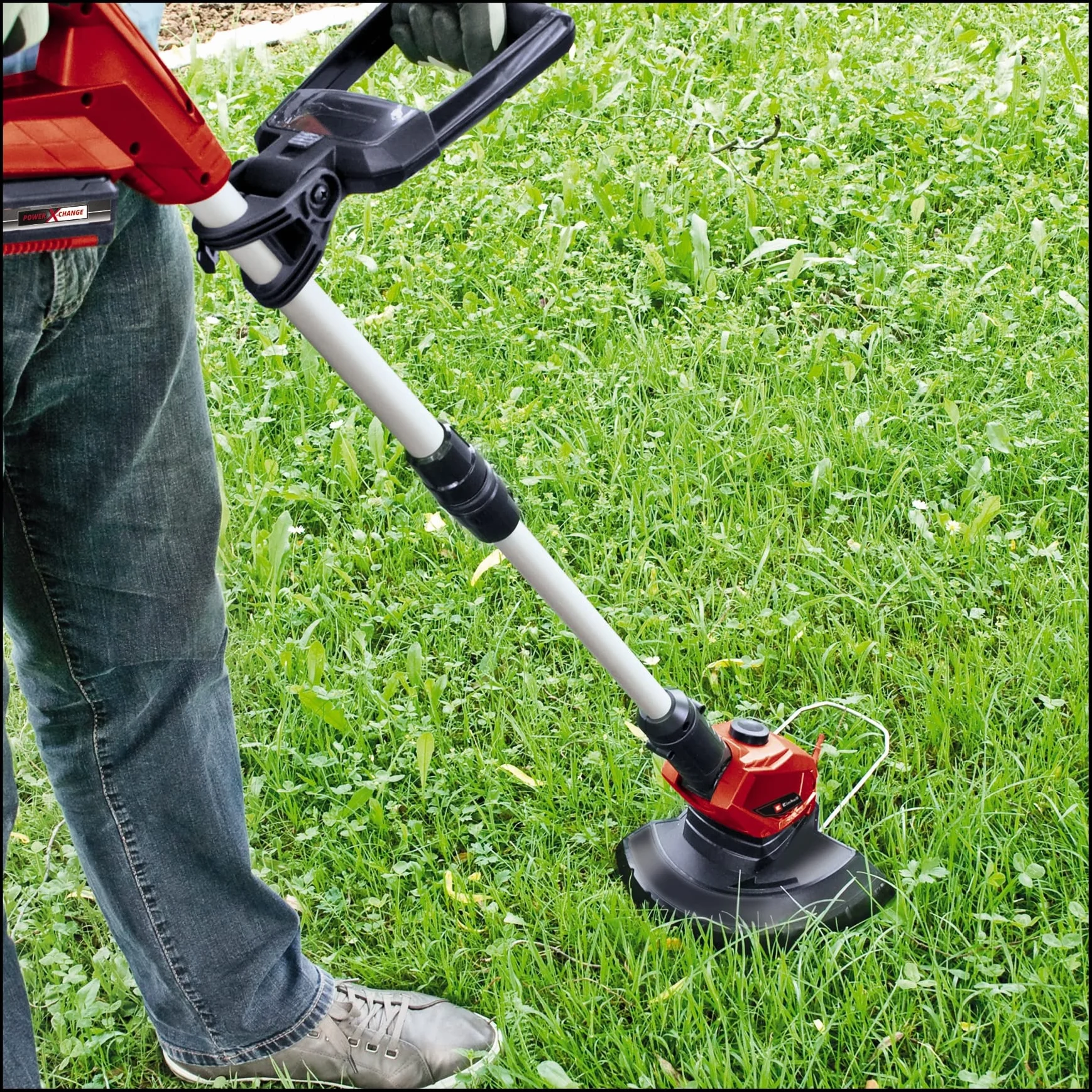 Einhell Podkaszarka akumulatorowa GE-CT 18 Li-Solo Power X-Change (Li-ion, 18 V, szerokość cięcia 24 cm, 8500 obr./min, obrotowa i odchylana głowica silnika, Flowerguard, bez akumulatora i ładowarki)