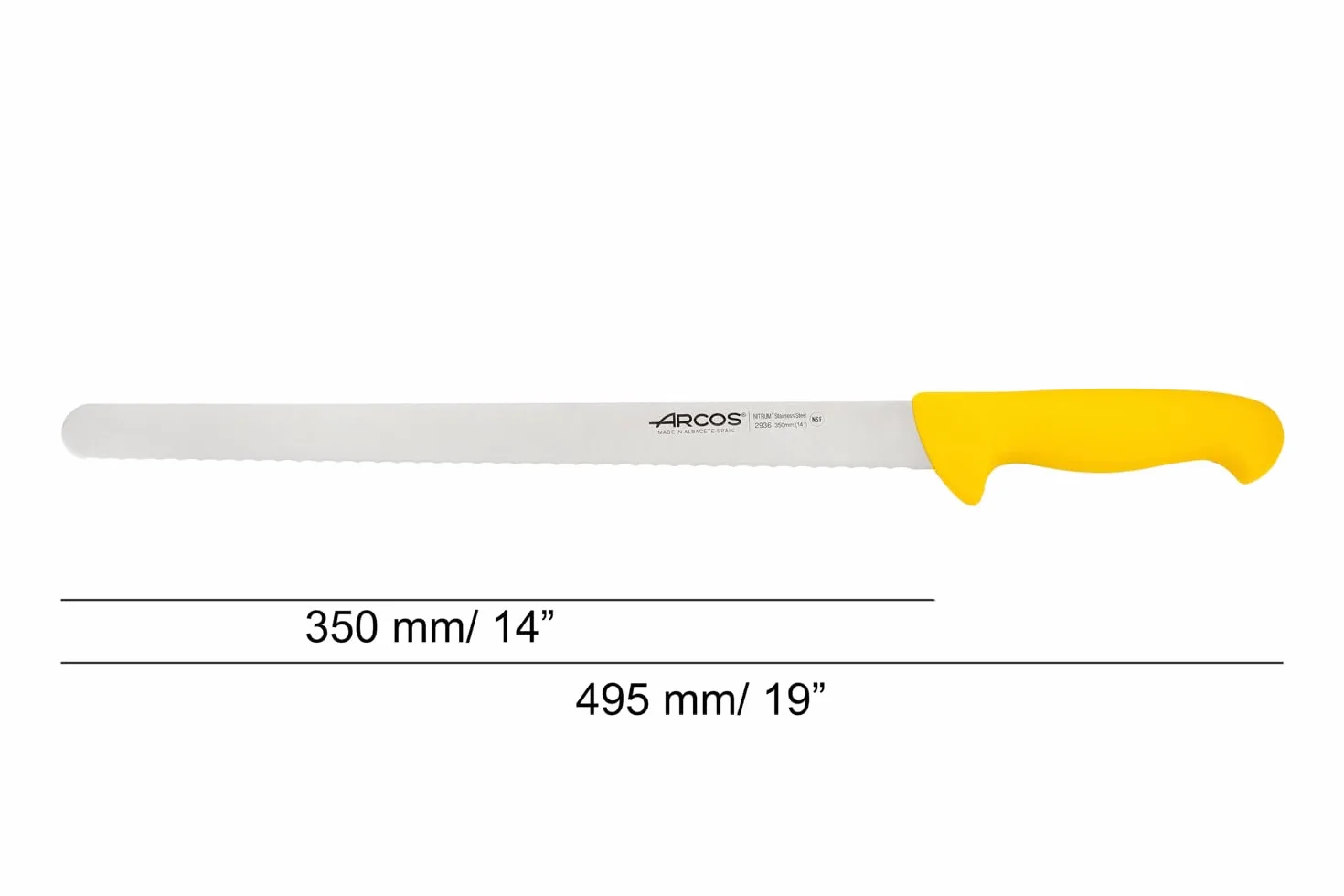 Arcos Seria 2900 - Nóż do ciastek Nóż do ciasta - Ostrze Nitrum stal szlachetna 350 mm - uchwyt ręczny polipropylen kolor żółty