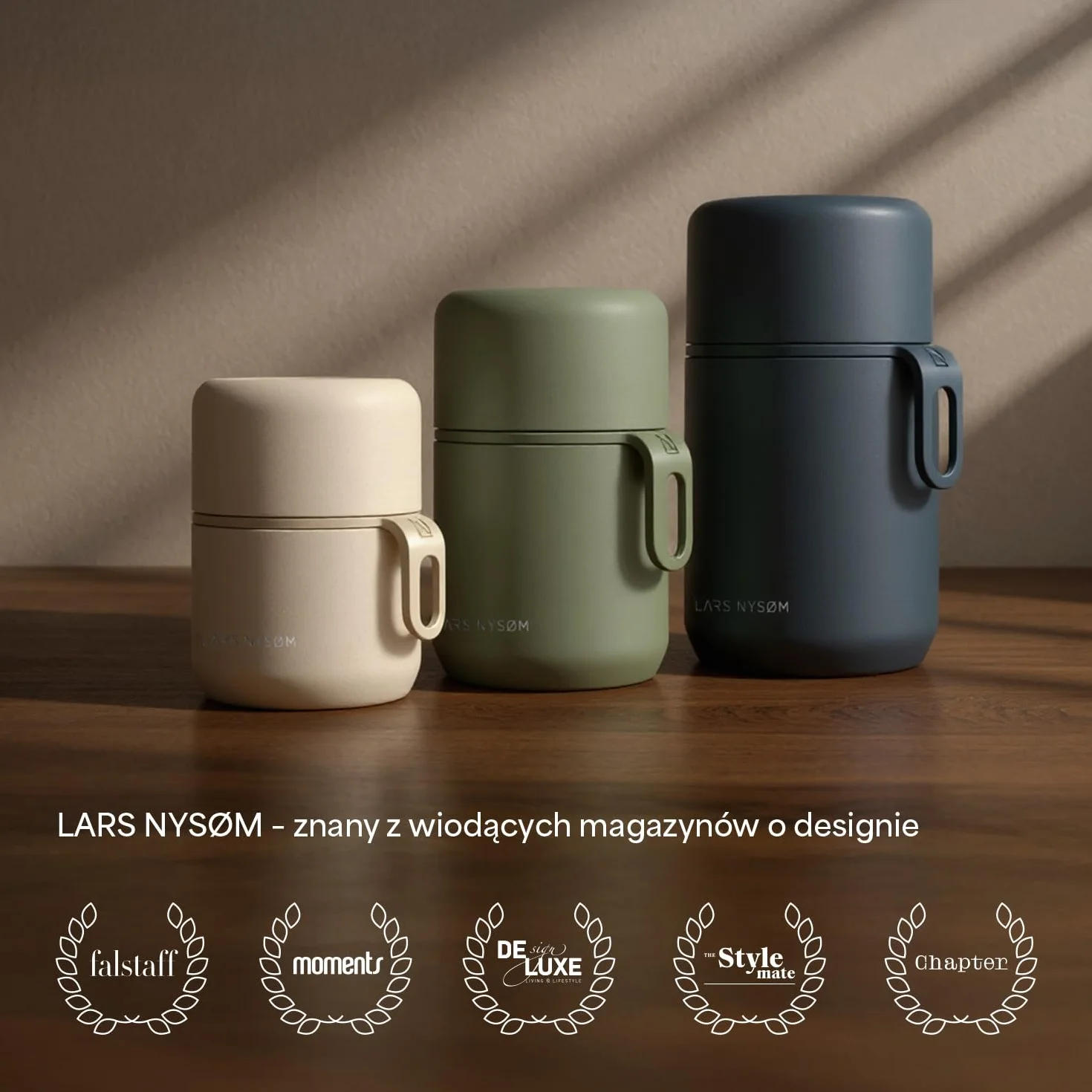 LARS NYSØM Termiczny Pojemnik na Żywność ze Stali Nierdzewnej - Szczelny Lunchbox na Ciepłe i Zimne Posiłki, Szeroki Termos na Zupę do Pracy i w Podróży (Almond Beige, 700ml)