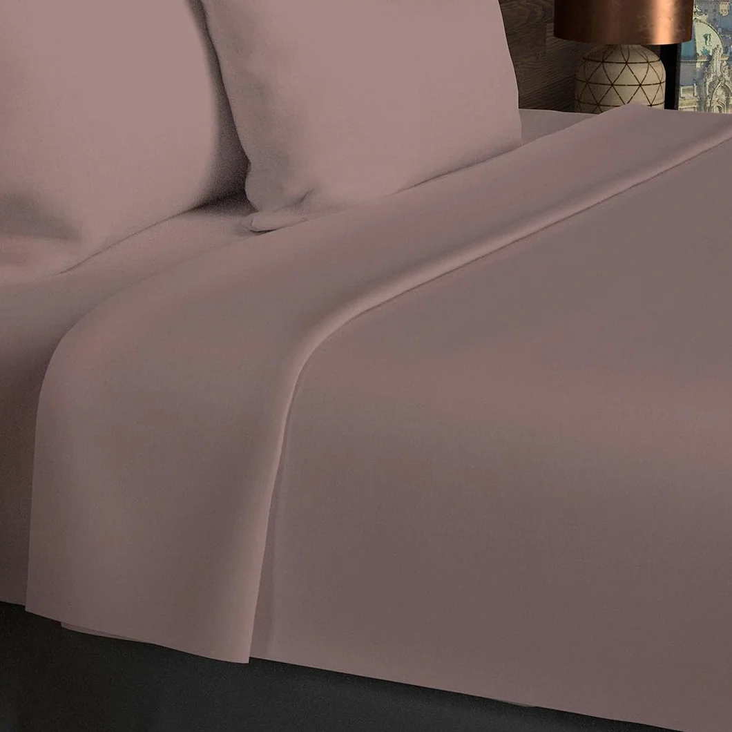 Soleil d'ocre, Prześcieradło bawełniane 57 nitek 260x300 cm UNI Old Pink