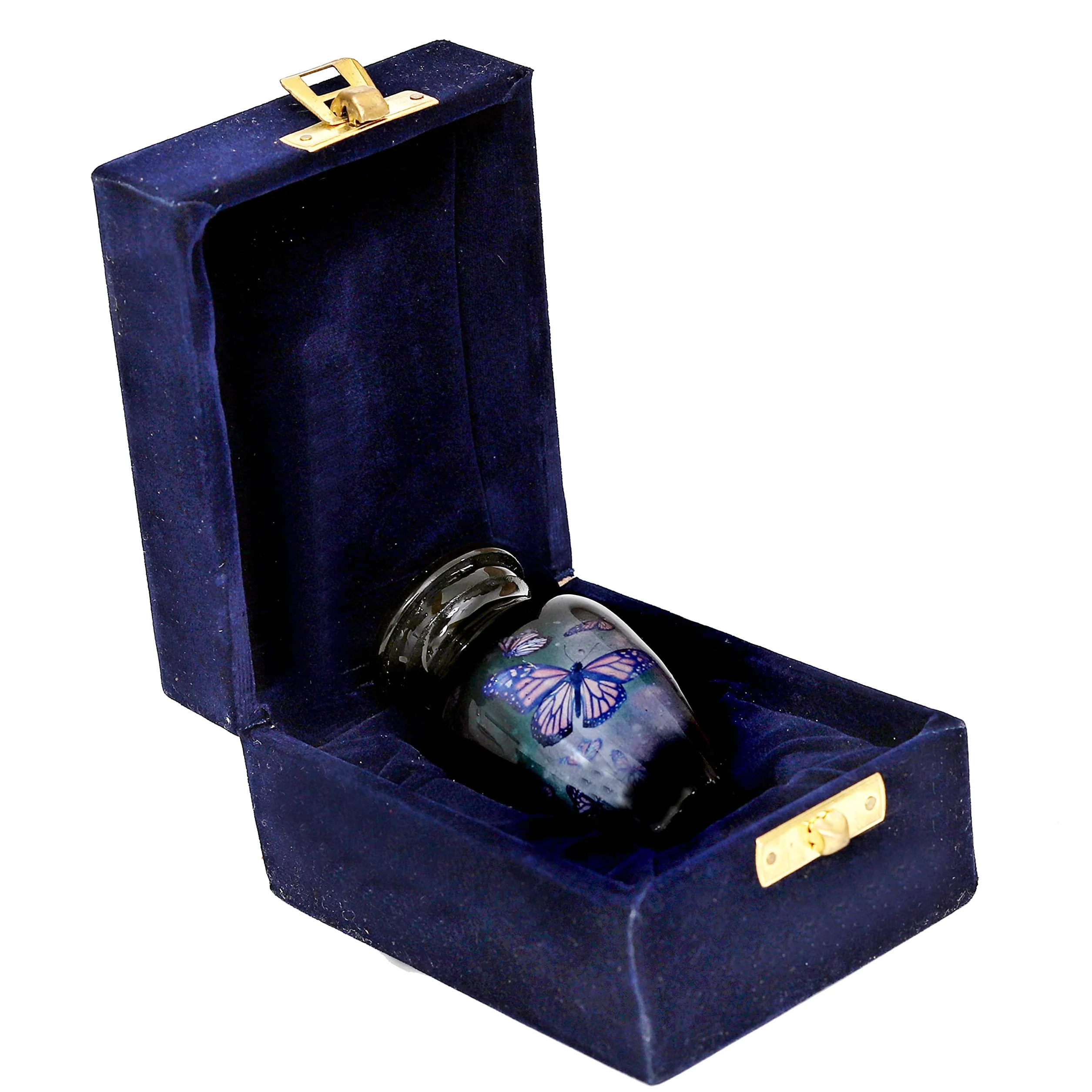 Urna pamiątkowa czarna z motywem motyla mini 8 cm