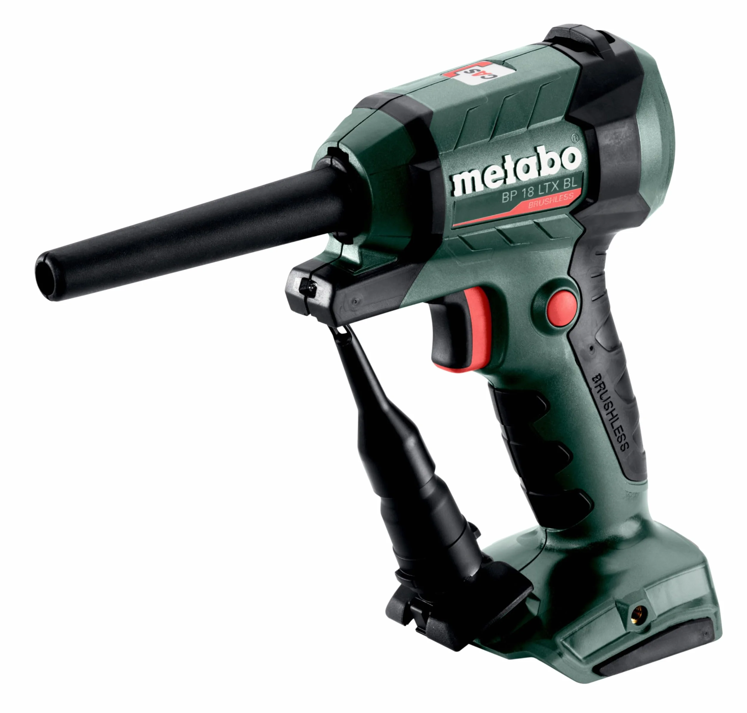 metabo Akumulatorowy pistolet do przedmuchu BP 18 LTX BL - 18 V, silnik bezszczotkowy, objętość powietrza 0,7 m³/min, prędkość powietrza 122 m/s, światło robocze LED, wszechstronne do czyszczenia