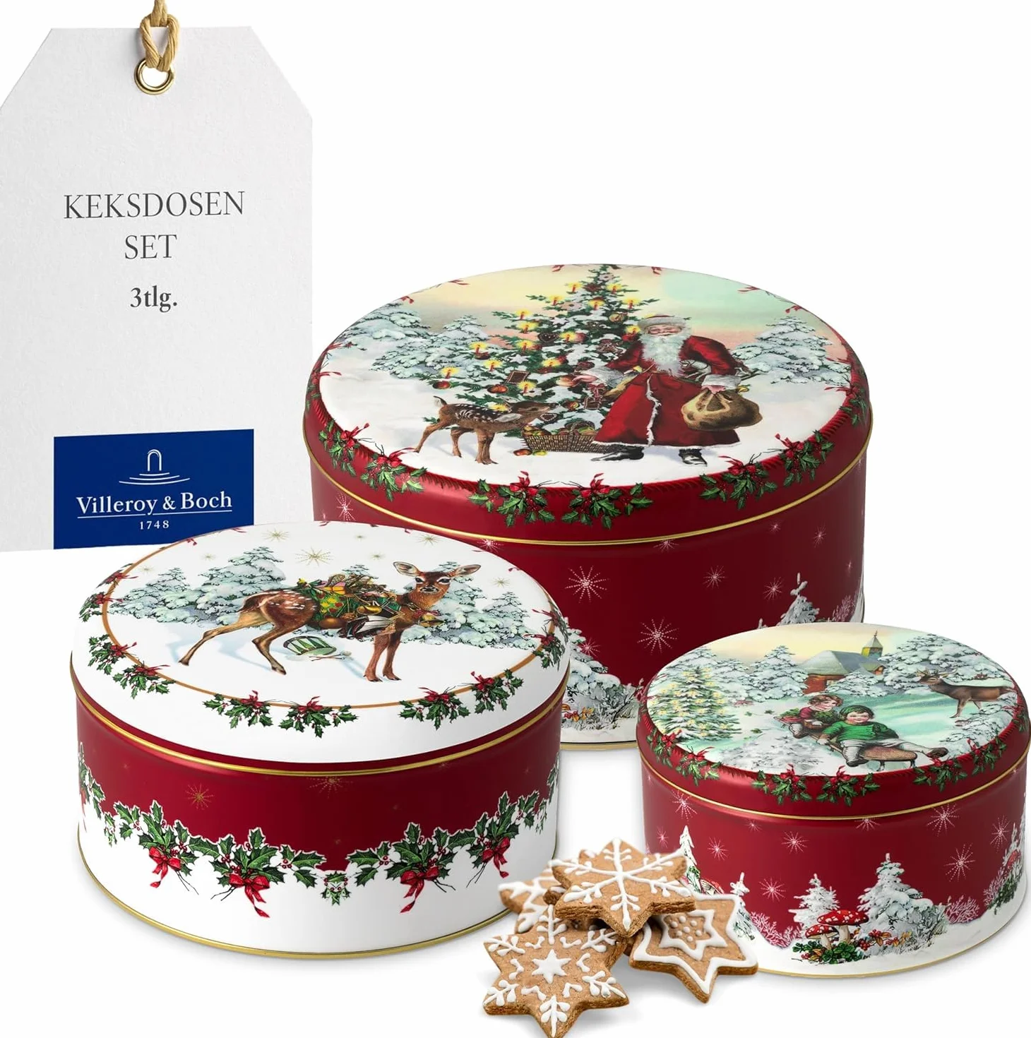 Villeroy & Boch Zimowy Kolaż Puszka na Ciastka, Wielokolorowy, 3 Elementy