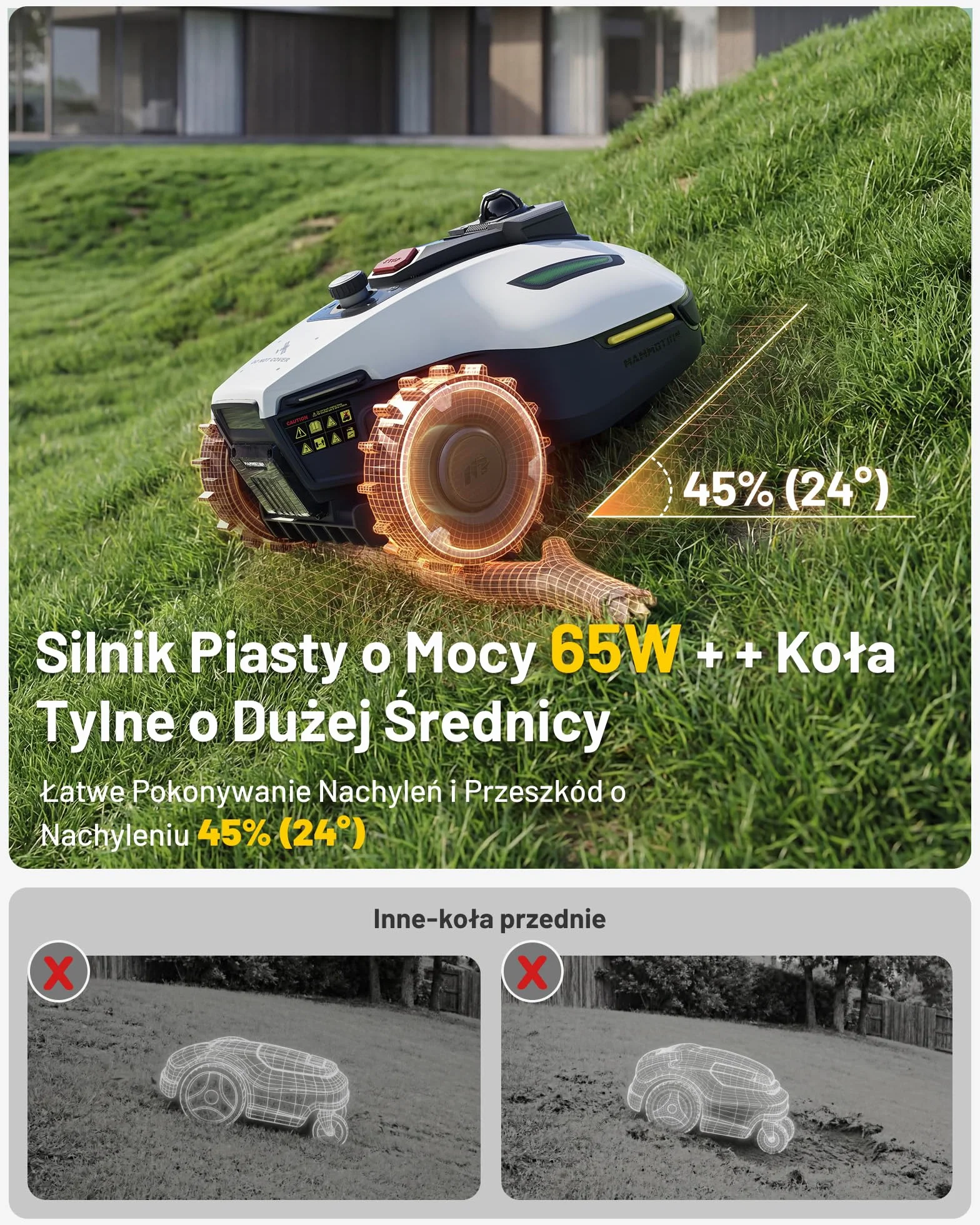 MAMMOTION YUKA mini 2 800 LiDAR Robot koszący bez przewodu obwodowego, rekomendowany 800 m³, LiDAR 360°+ AI Vision, rozpoznawanie ponad 300 przeszkód, DropMow, nachylenie 45%
