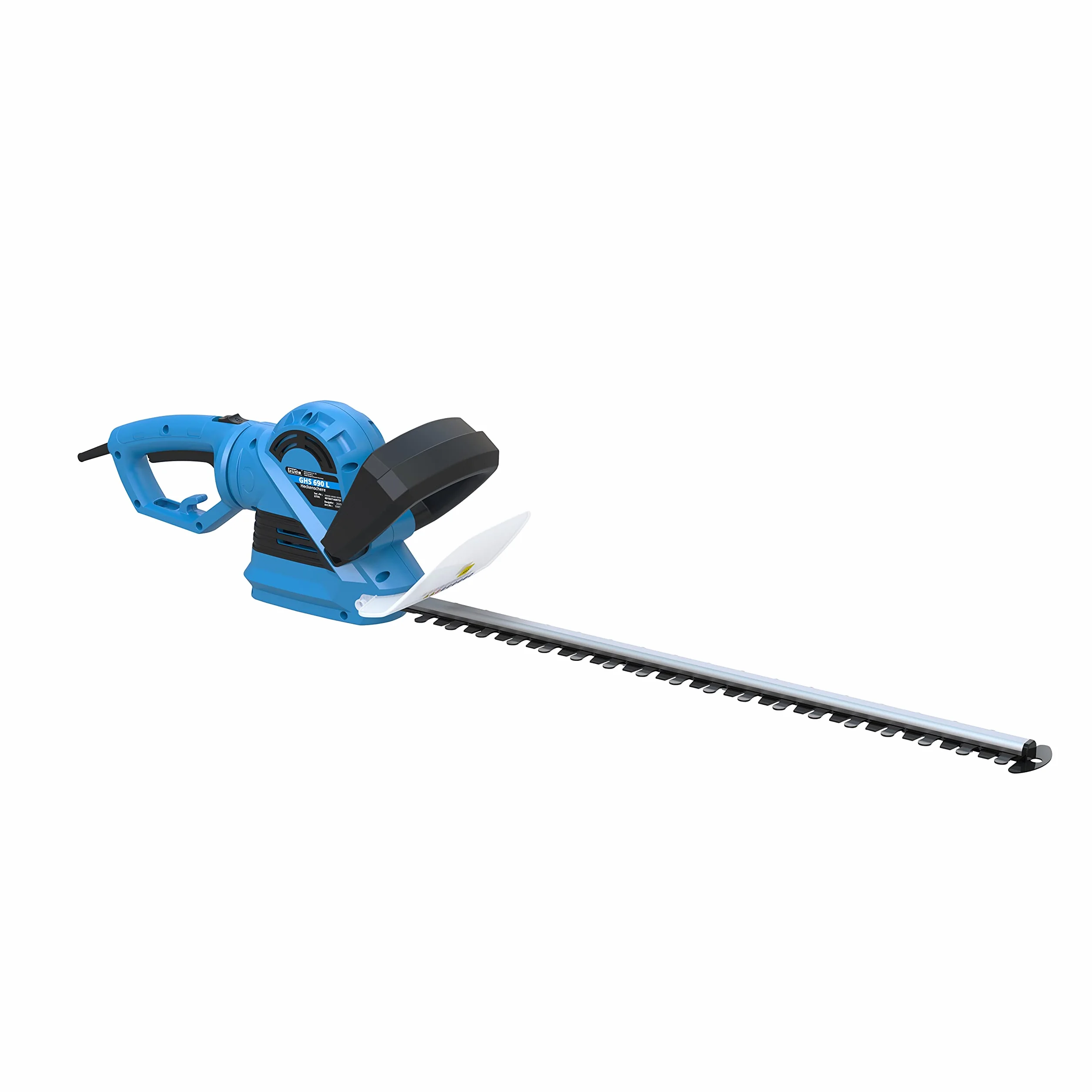 Güde 93999 GHS 690 L nożyce do żywopłotu (710 W, odstęp między nożami 24 mm, długość cięcia 600 mm, szybki stop), niebieskie